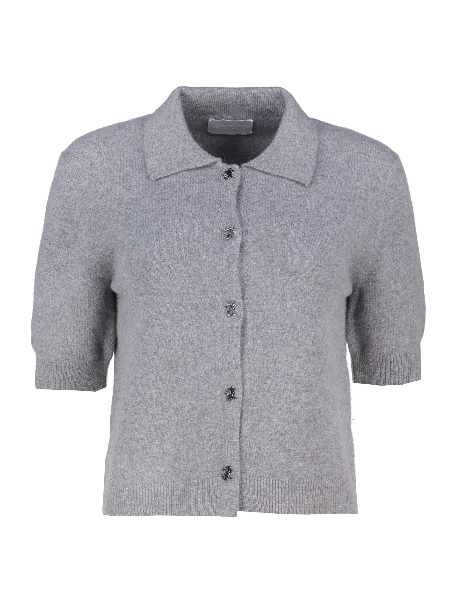 Pullover aus Kaschmir-Mix kurzarm - Artikel Vorderseite - Farbe: Grau