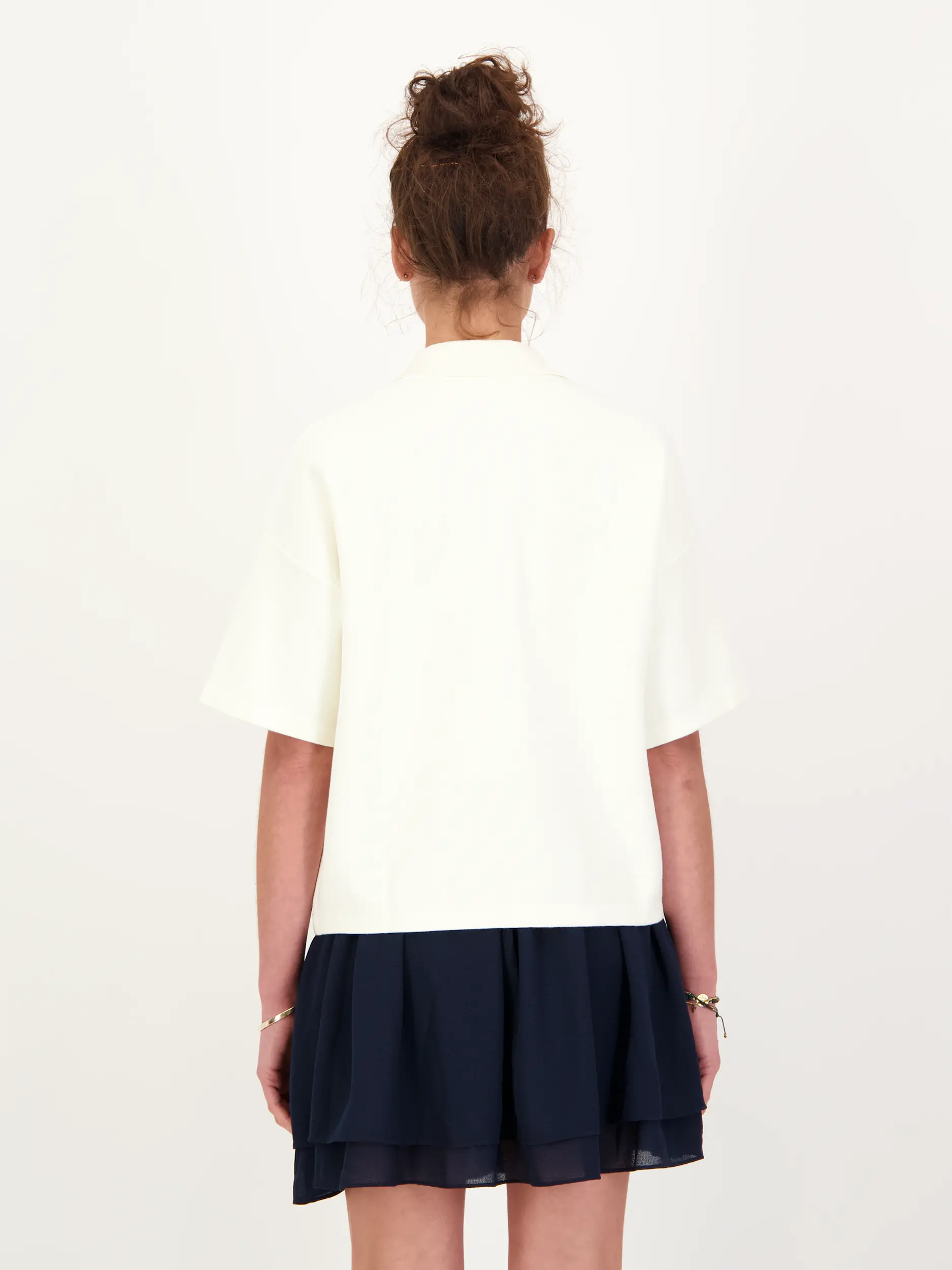 Poloshirt 3/4 Arm - Artikel Rückseite getragen von einem Modell - Farbe: Creme