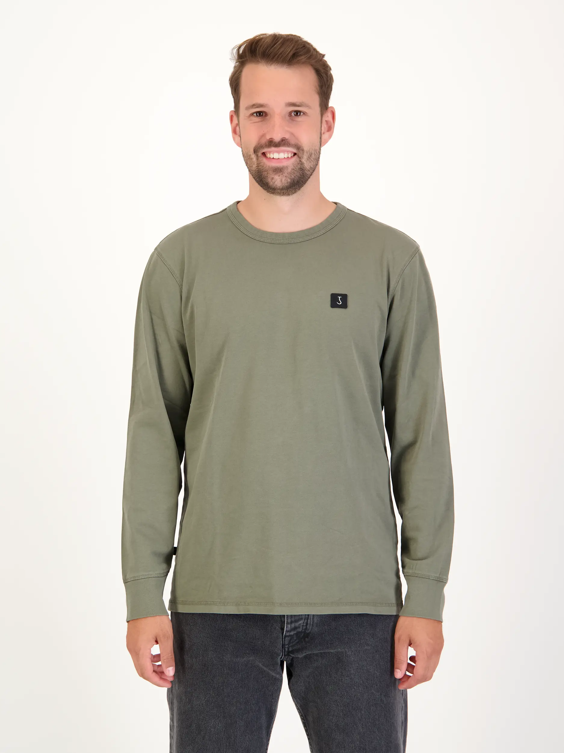Langarmshirt - Artikel Vorderseite getragen von einem Modell - Farbe: Grün