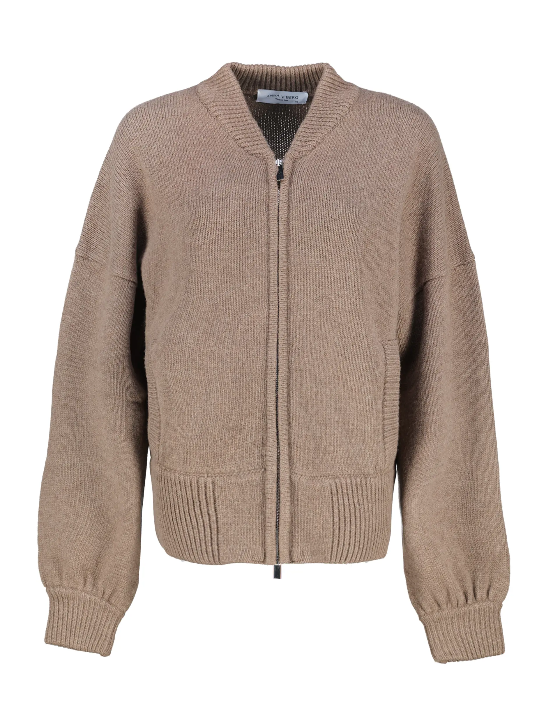 Strickjacke 'Augusta' aus Woll-Kaschmir-Mix langarm - Artikel Vorderseite - Farbe: Braun
