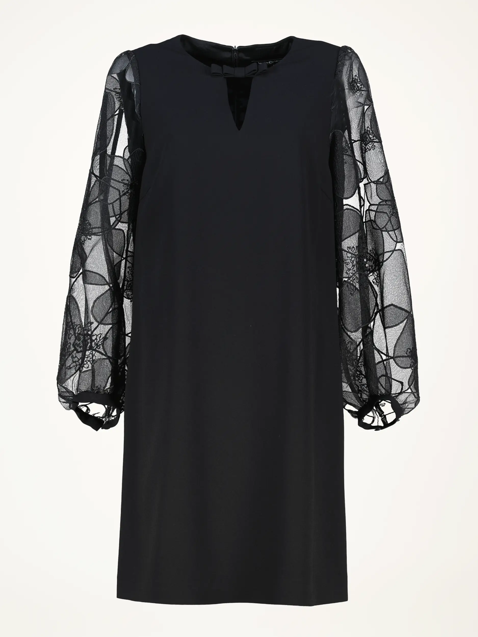 Minikleid mit aufgestickten Blumen langarm - Artikelansicht - Farbe: Schwarz