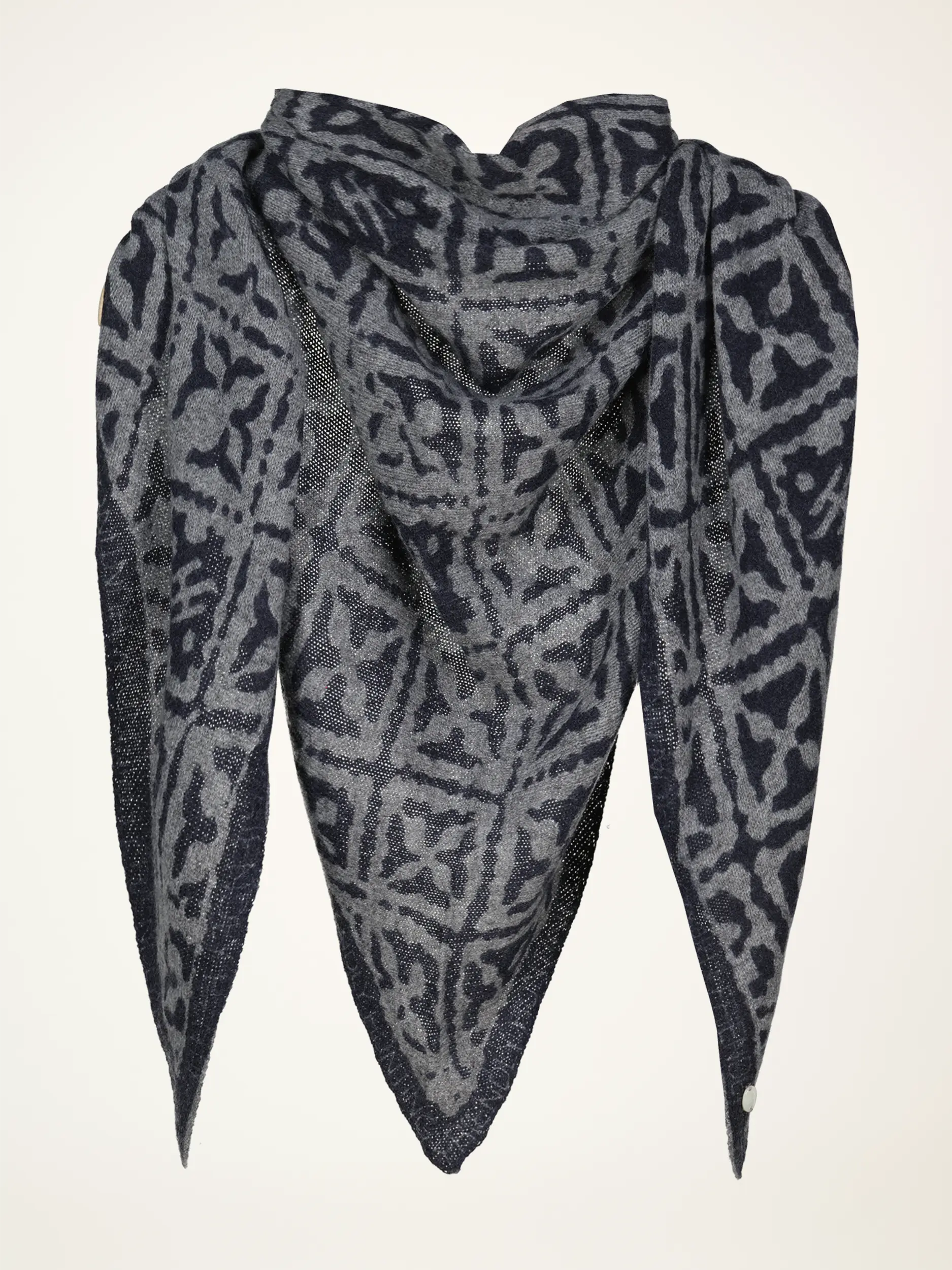 Gemustertes Dreieckstuch 'Eyes of Marrakesh' aus Kaschmir - Artikelansicht - Farbe: Grau