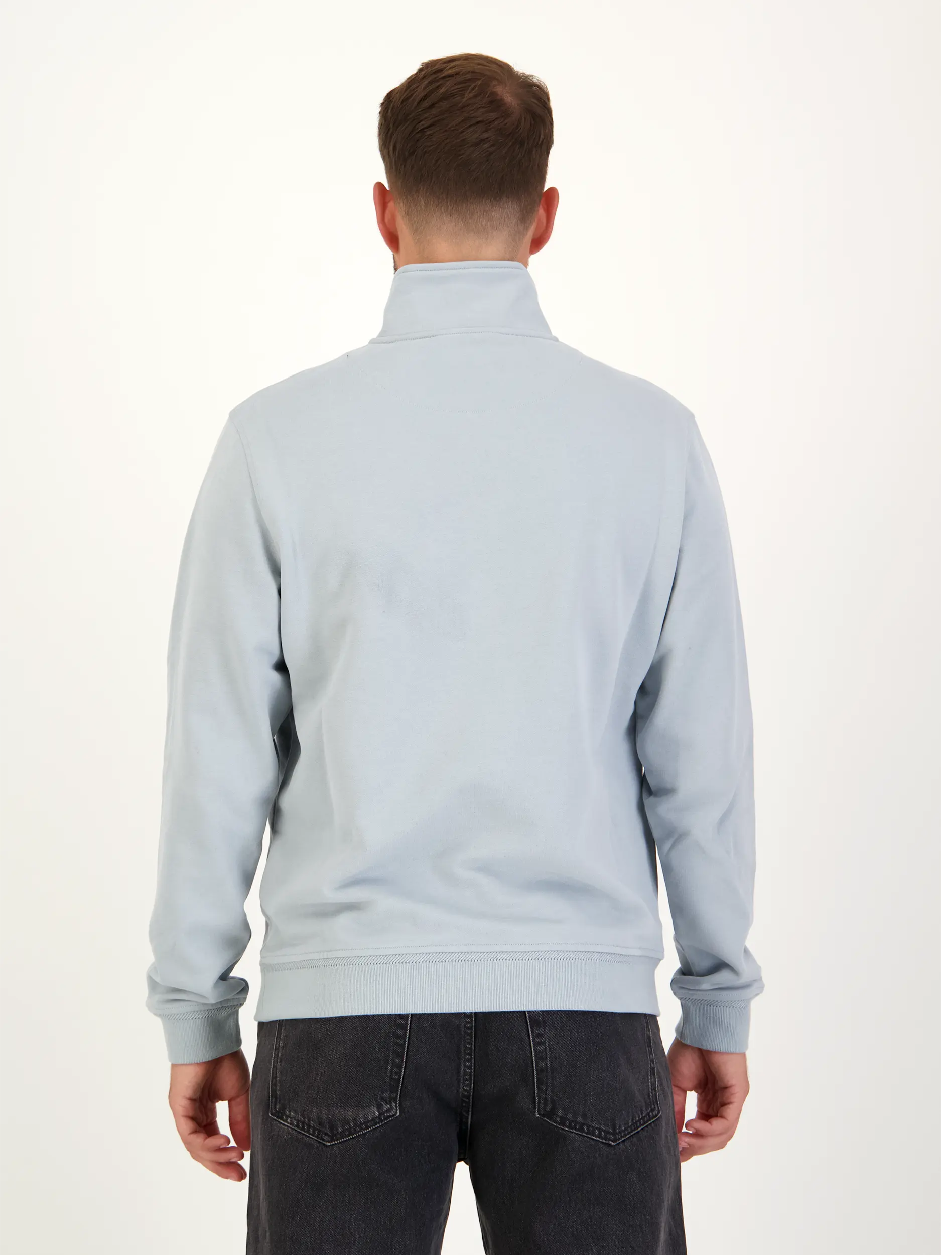 Sweatshirt - Artikel Rückseite getragen von einem Modell - Farbe: Blau