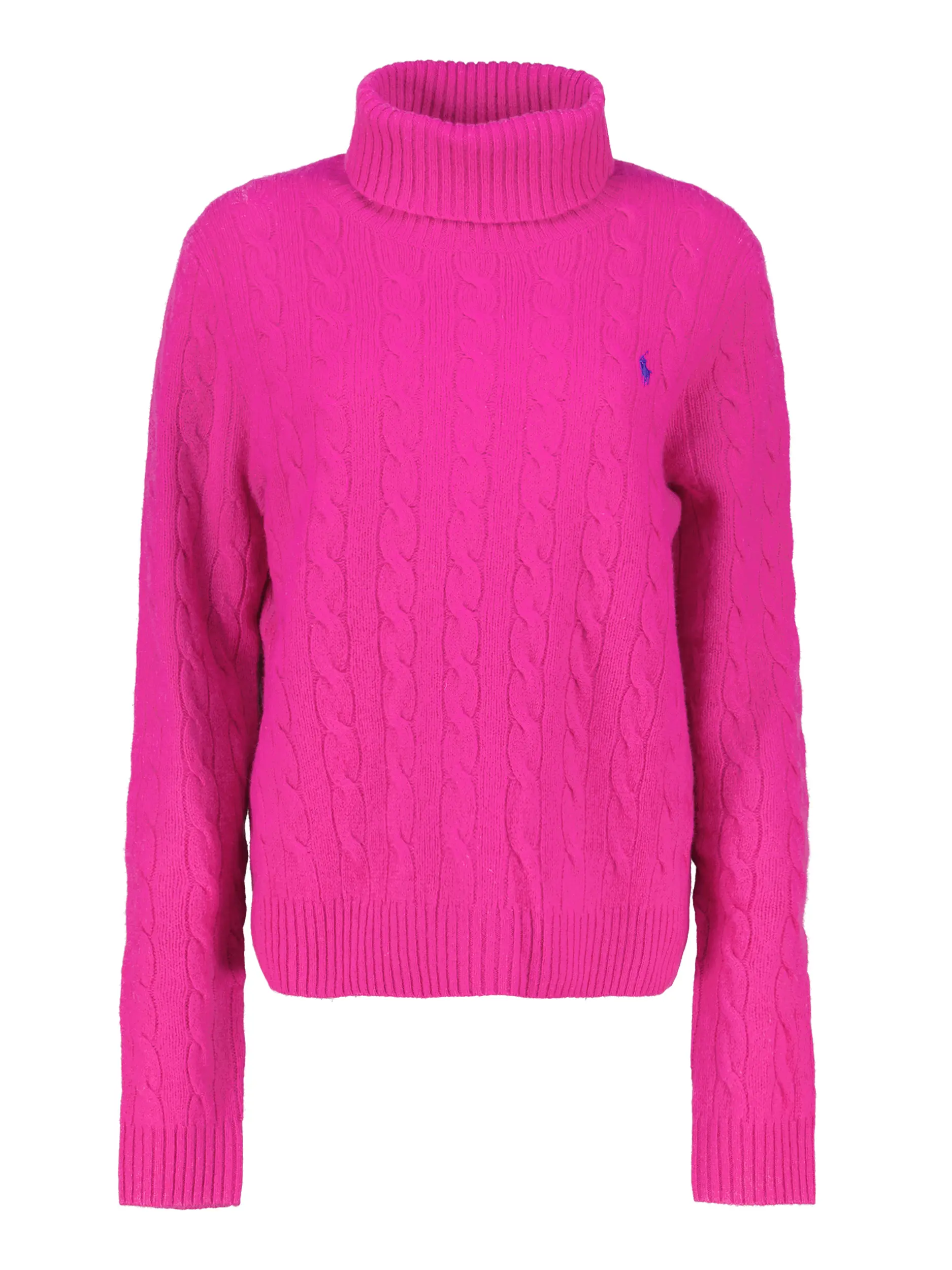 Rollkragen Pullover mit Zopfmuster - Artikel Vorderseite - Farbe: Rosa&Pink