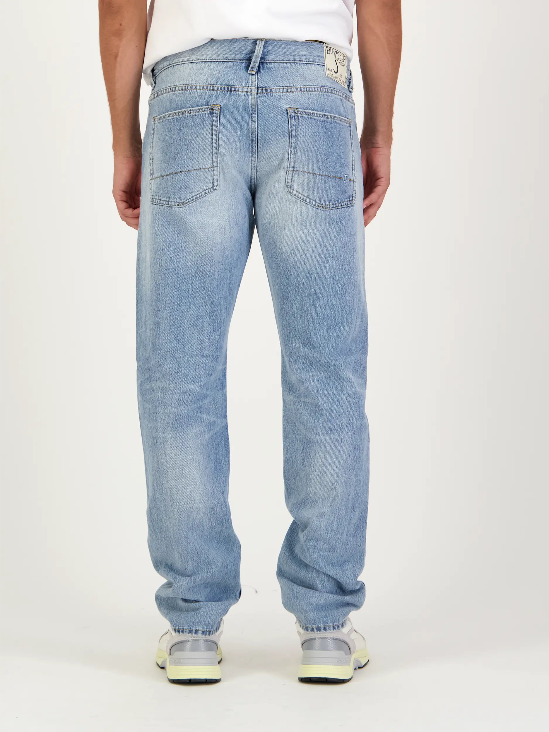 Mid Rise Straight Fit Jeans 'Stockton Straight' - Artikel Rückseite getragen von einem Modell - Farbe: Blau