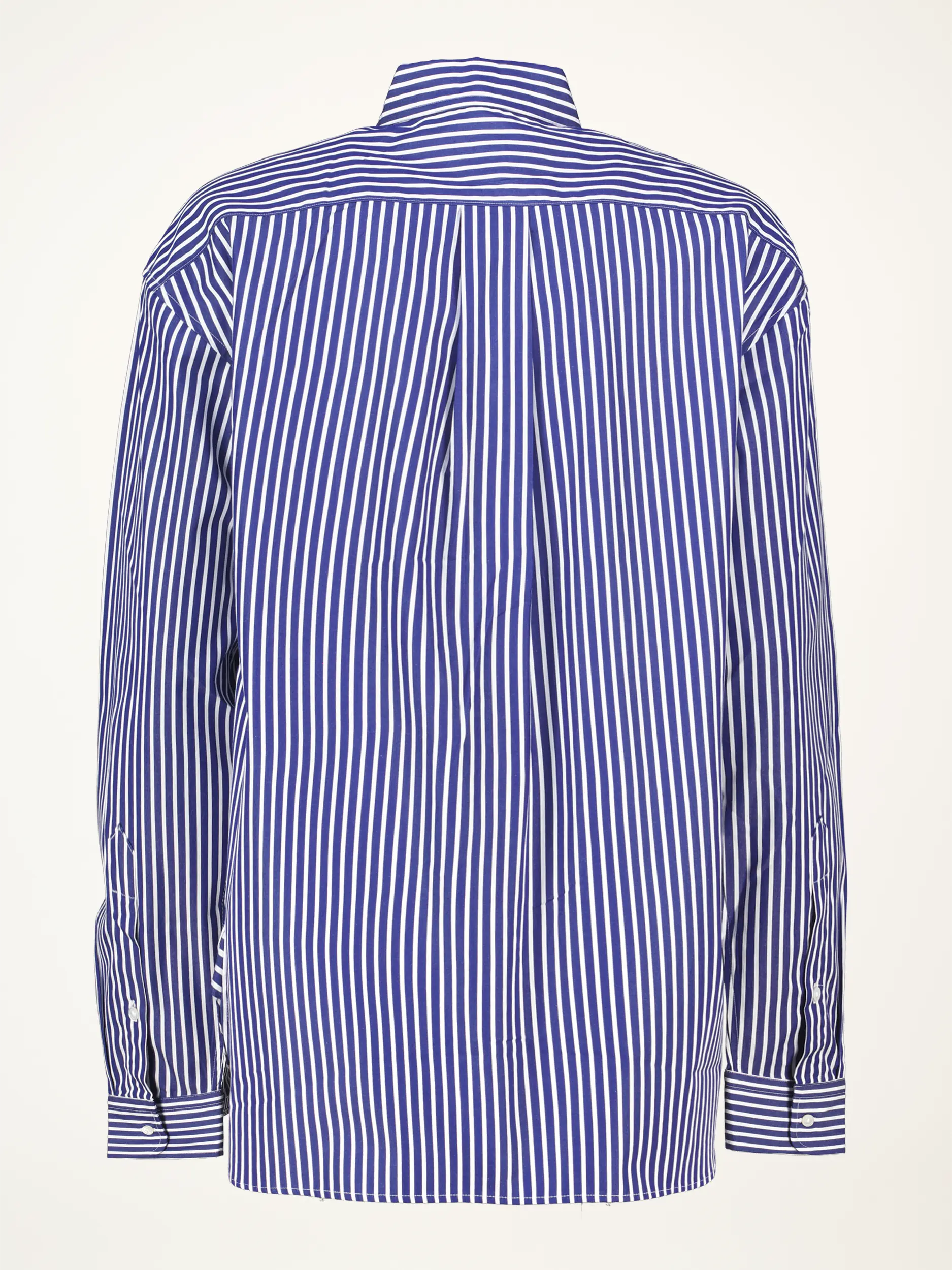 Gestreifte Baumwollbluse langarm - Artikel Rückseite - Farbe: Blau