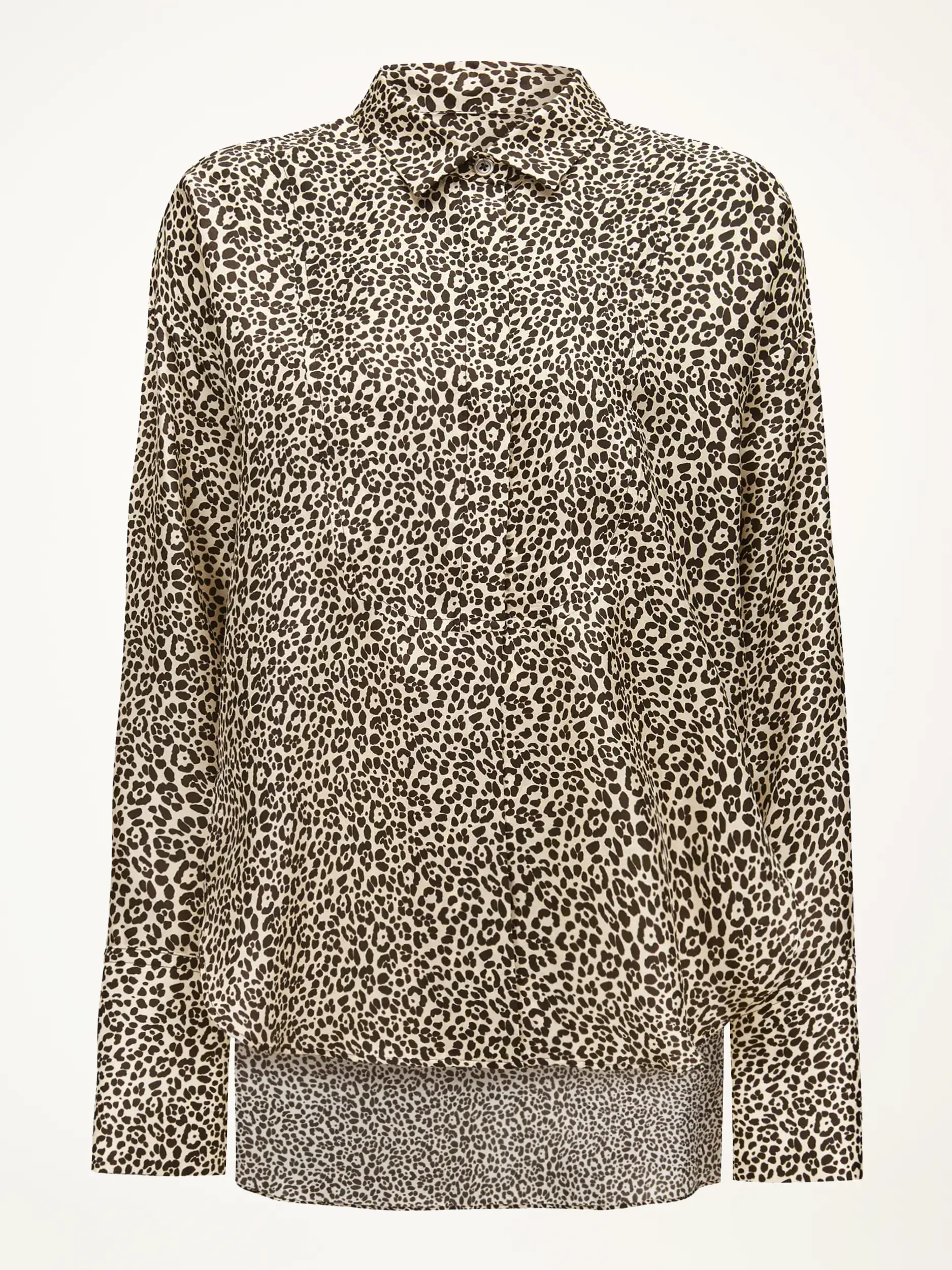 gemusterte Bluse aus Seide langarm - Artikelansicht - Farbe: Braun