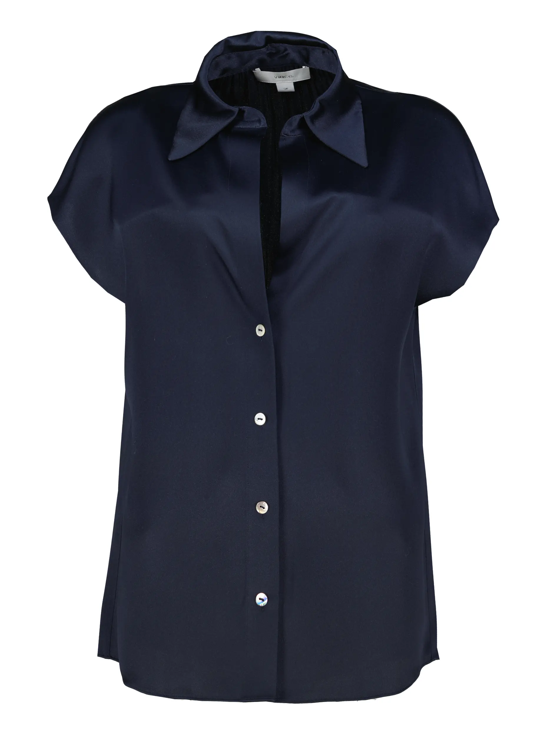 Seidenbluse kurzarm - Artikel Vorderseite - Farbe: Blau
