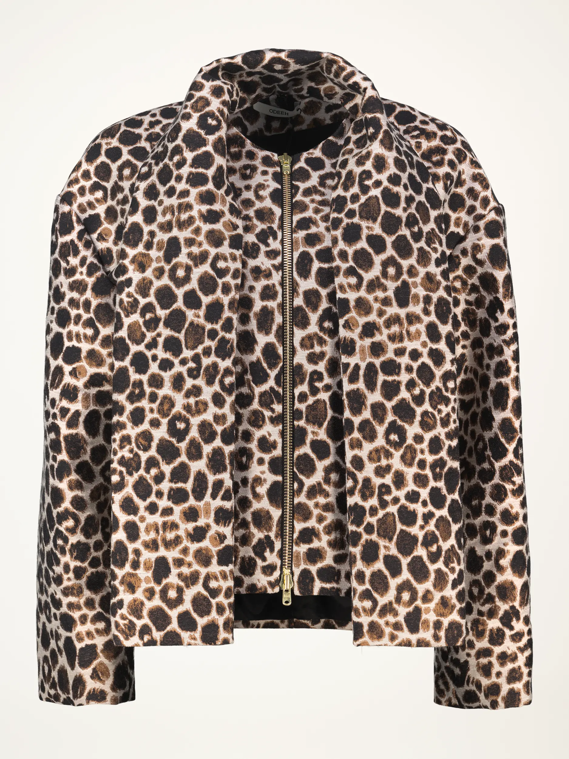 Leopard Jacquard Jacke - Artikelansicht - Farbe: Braun Leopard Jacquard Jacke - Artikelansicht - Farbe: Braun
