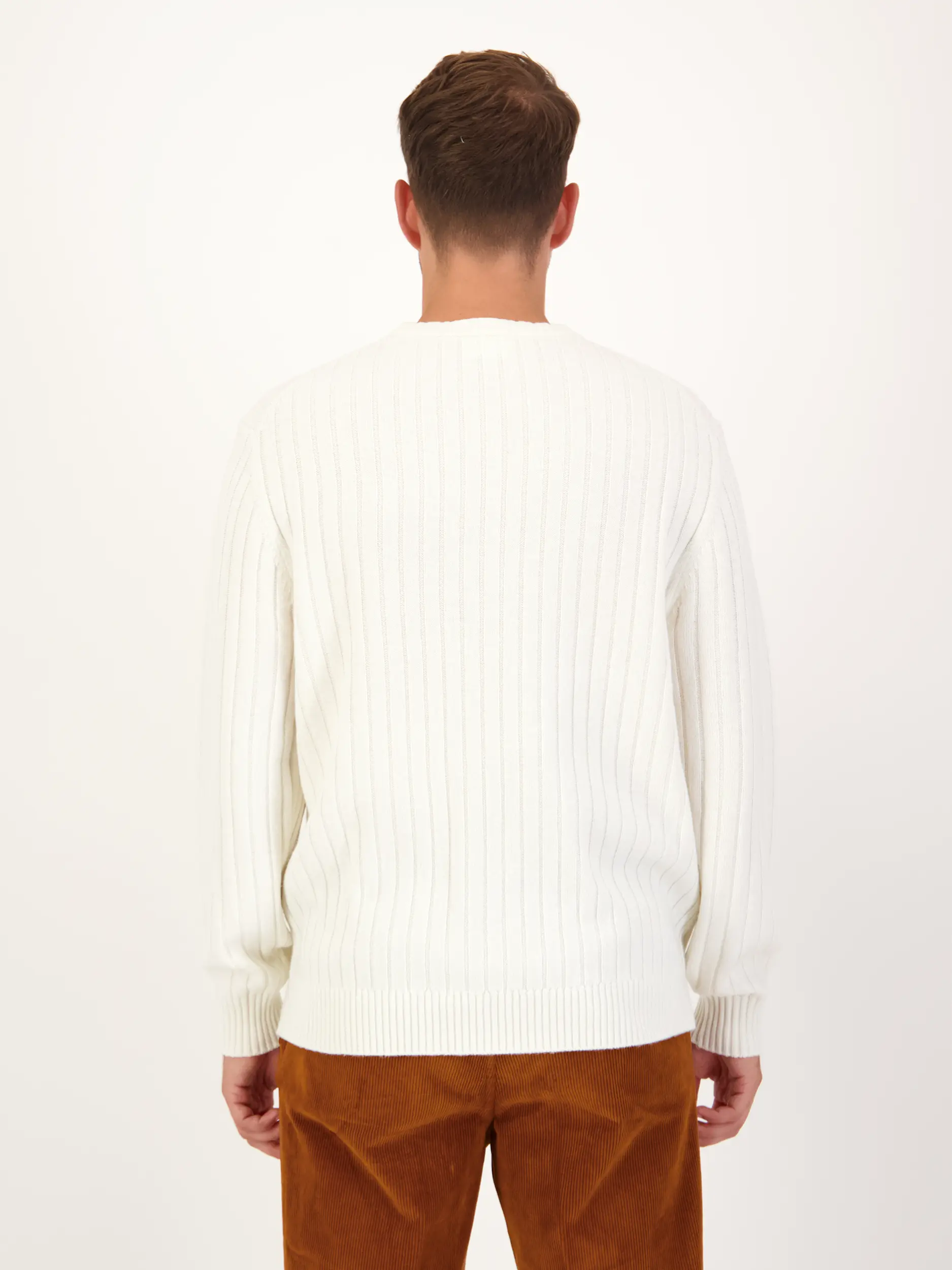 Pullover aus Woll-Mix langarm - Artikel Rückseite getragen von einem Modell - Farbe: Creme