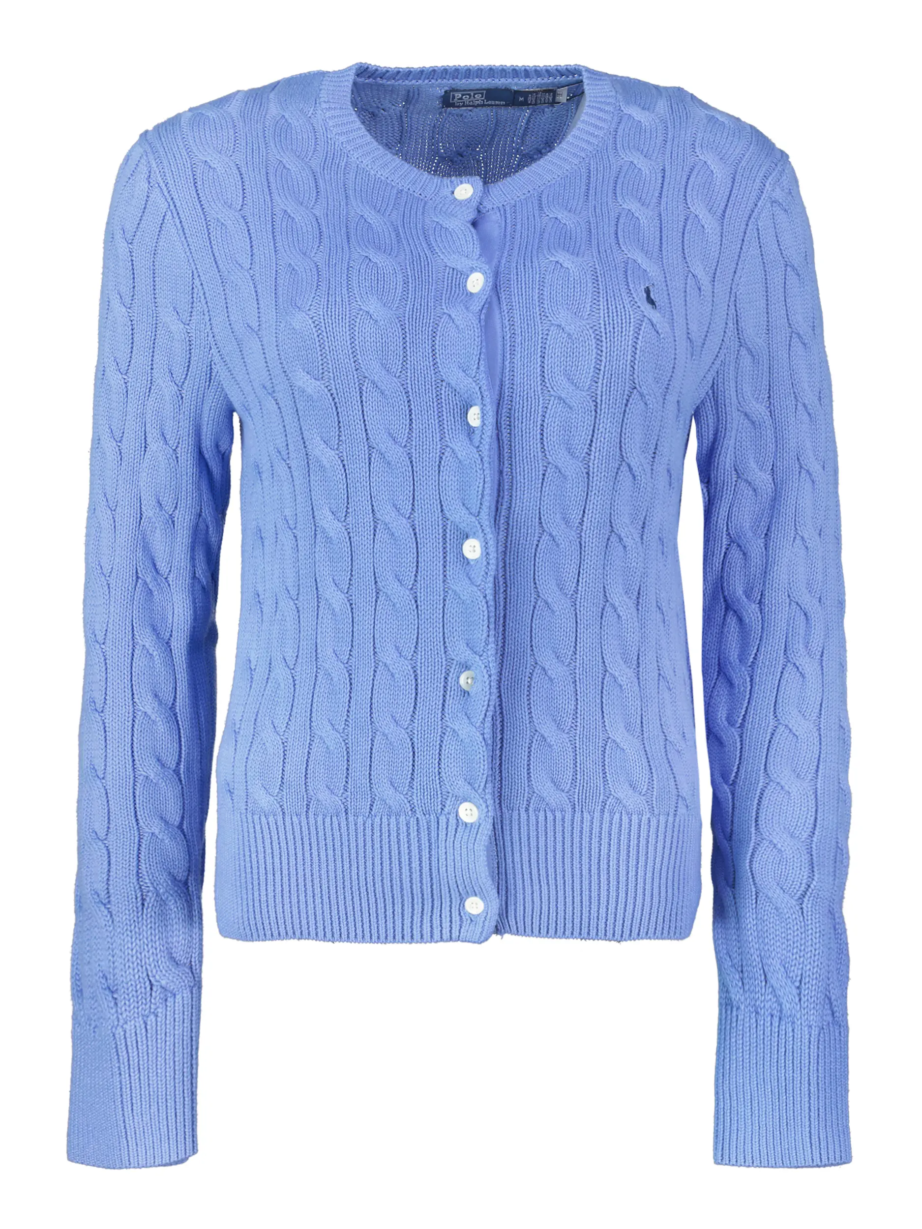 Strickjacke mit Zopfmuster  - Artikel Vorderseite - Farbe: Blau
