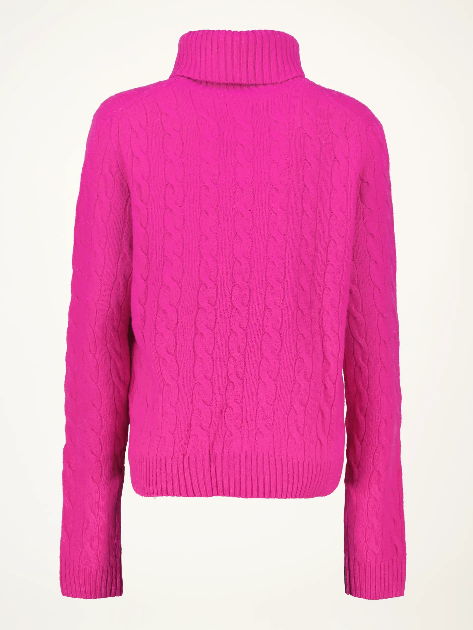 Rollkragen Pullover mit Zopfmuster - Artikel Rückseite - Farbe: Rosa&Pink