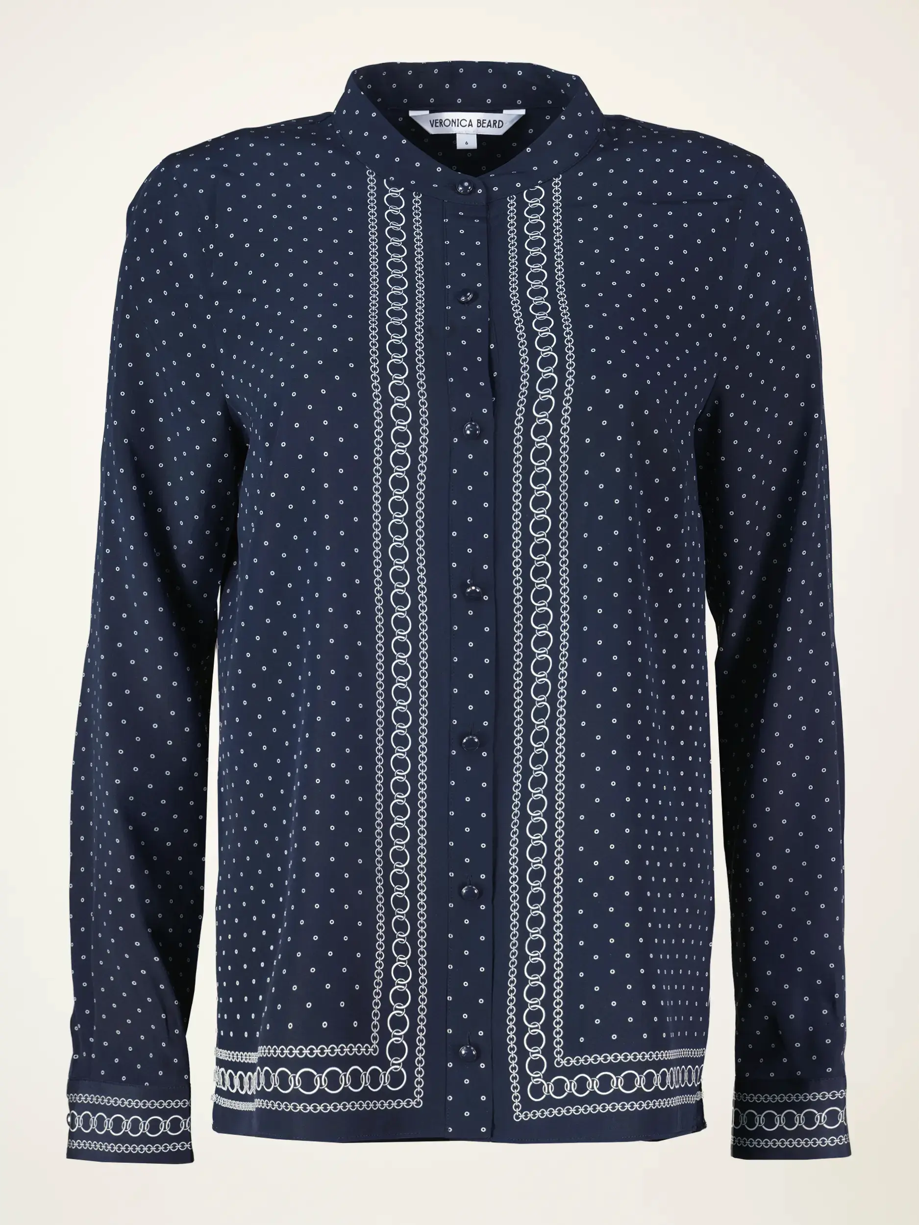 Gemusterte Bluse 'Johnson' aus Seide langarm - Artikelansicht - Farbe: Blau Gemusterte Bluse 'Johnson' aus Seide langarm - Artikelansicht - Farbe: Blau