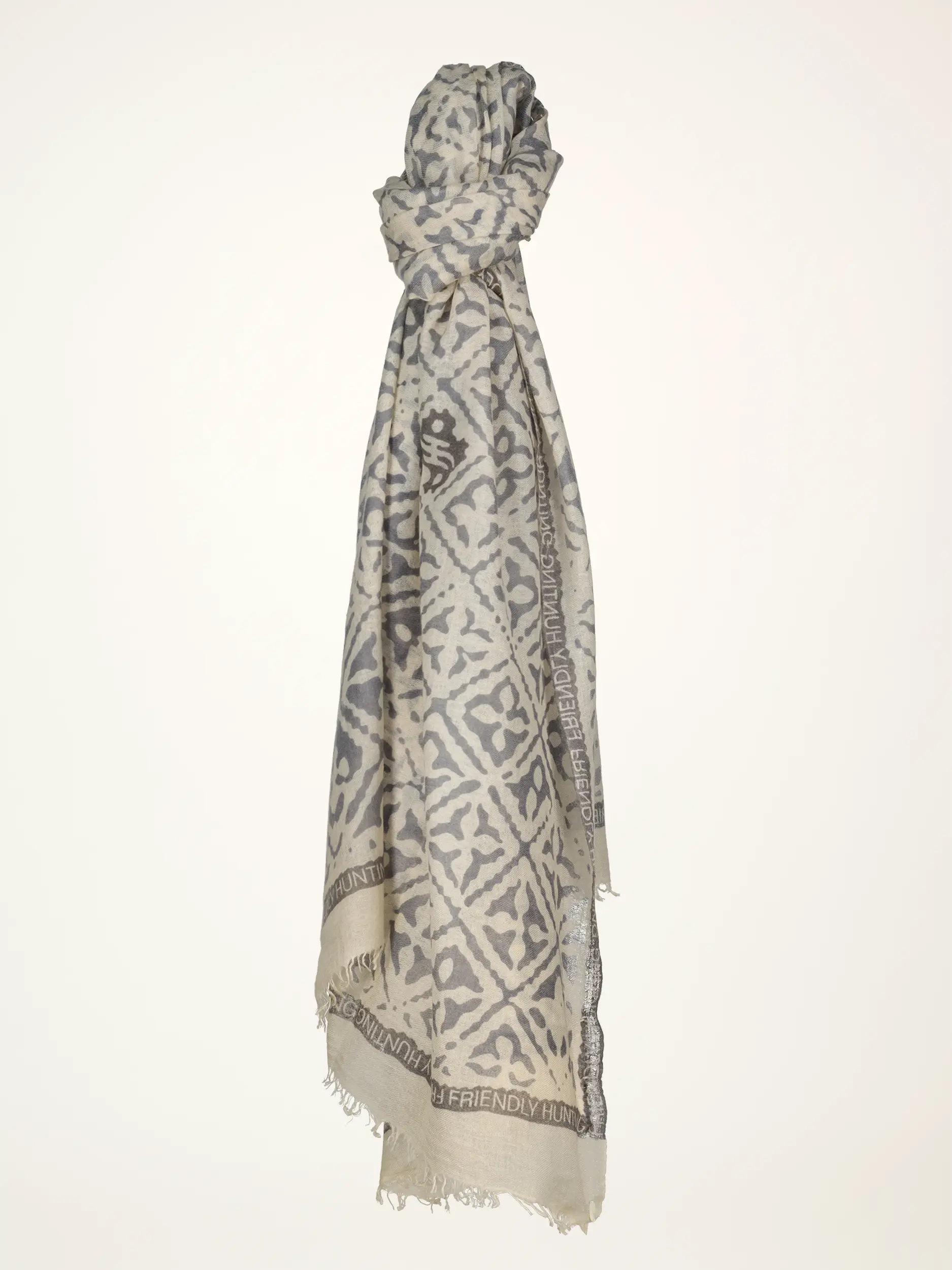 Gemusterter Schal 'Eyes of Marrakesh' aus Kaschmir - Artikelansicht - Farbe: Grau