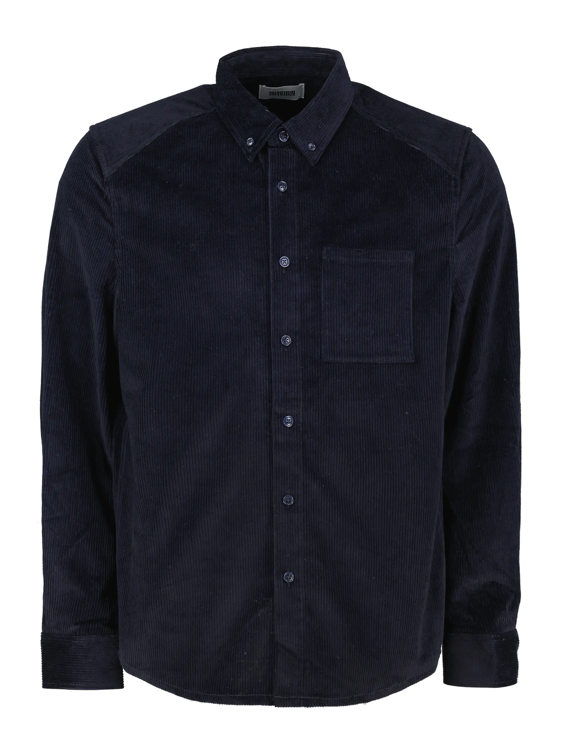 Cordhemd 'Liet' mit Button-Down-Kragen langarm - Artikel Vorderseite - Farbe: Blau