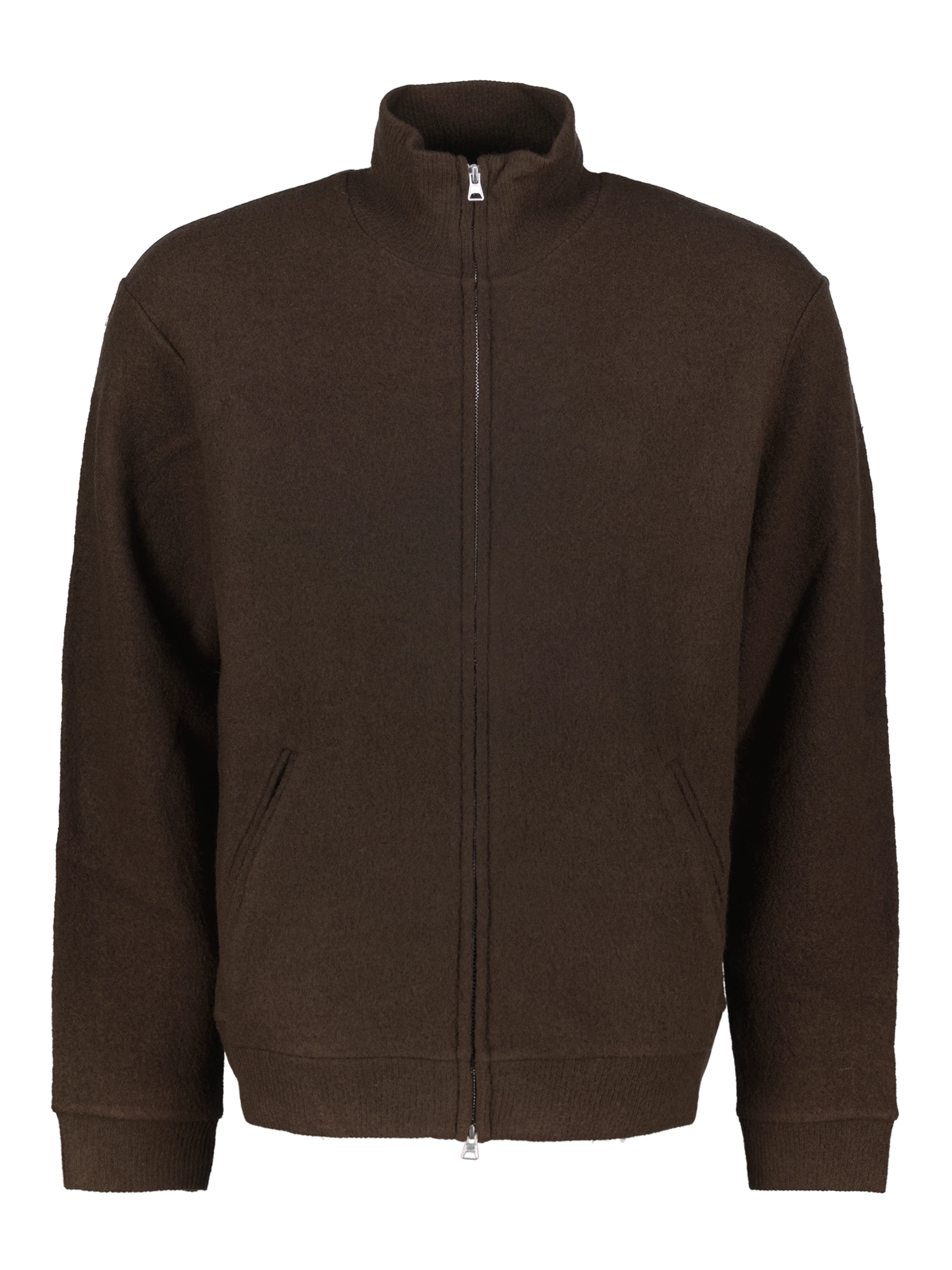 Strickjacke 'Boiled' aus Wolle langarm - Artikel Vorderseite - Farbe: Braun