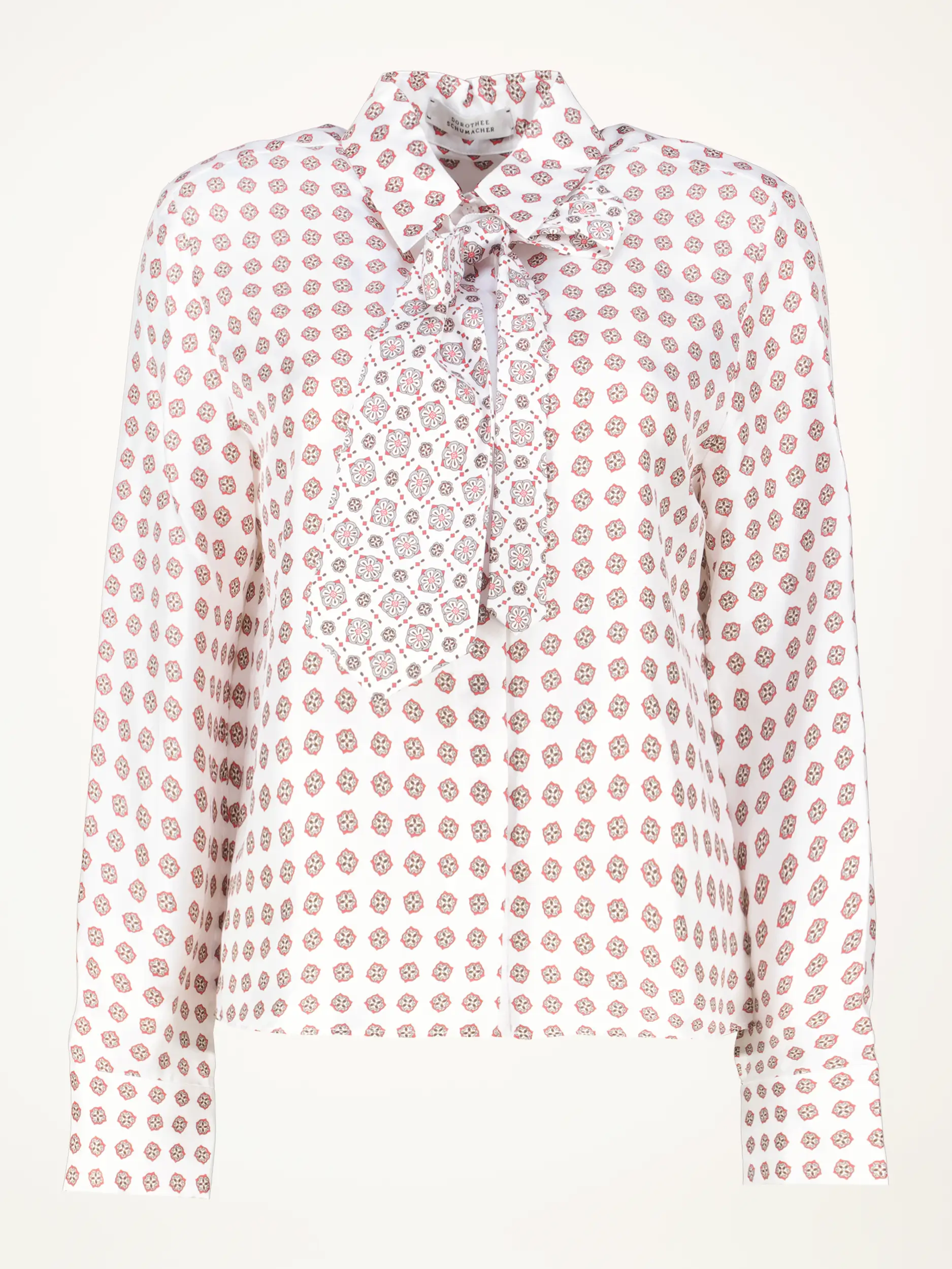 Gemusterte Schluppennbluse 'Graphic Dreams' aus Seide langarm - Artikelansicht - Farbe: Weiß