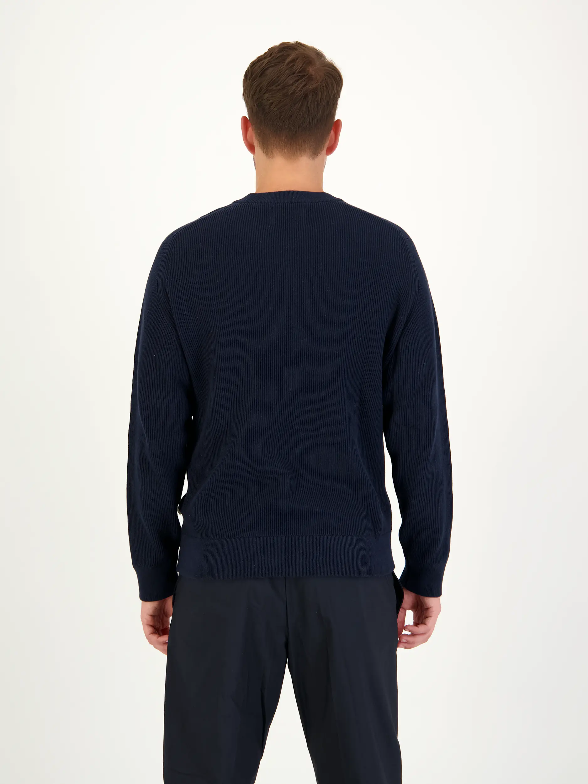 Pullover 'Kevin' - Artikel Rückseite getragen von einem Modell - Farbe: Blau