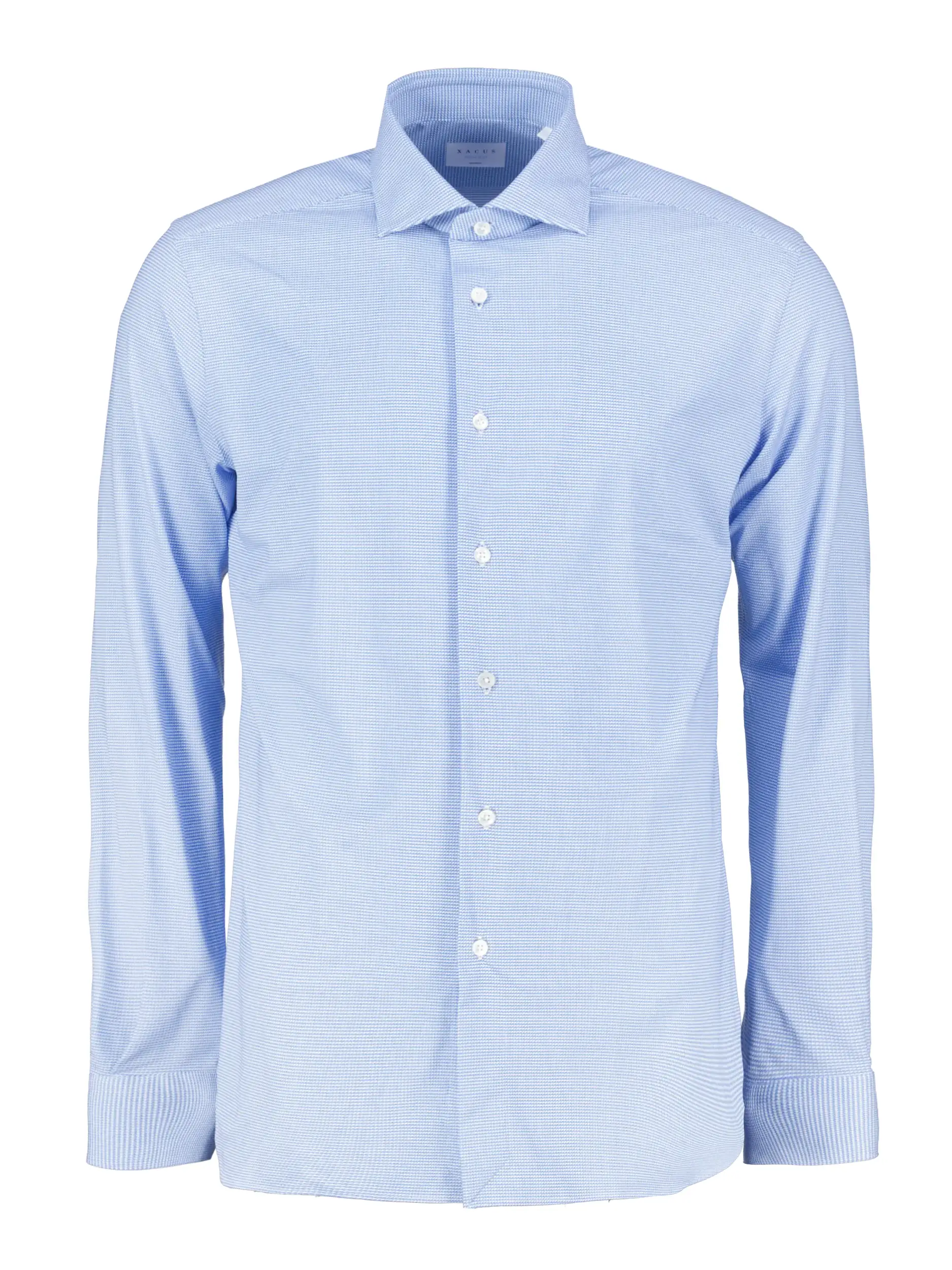 Gemustertes Tailored Fit Hemd mit Haifischkragen langarm - Artikel Vorderseite - Farbe: Blau