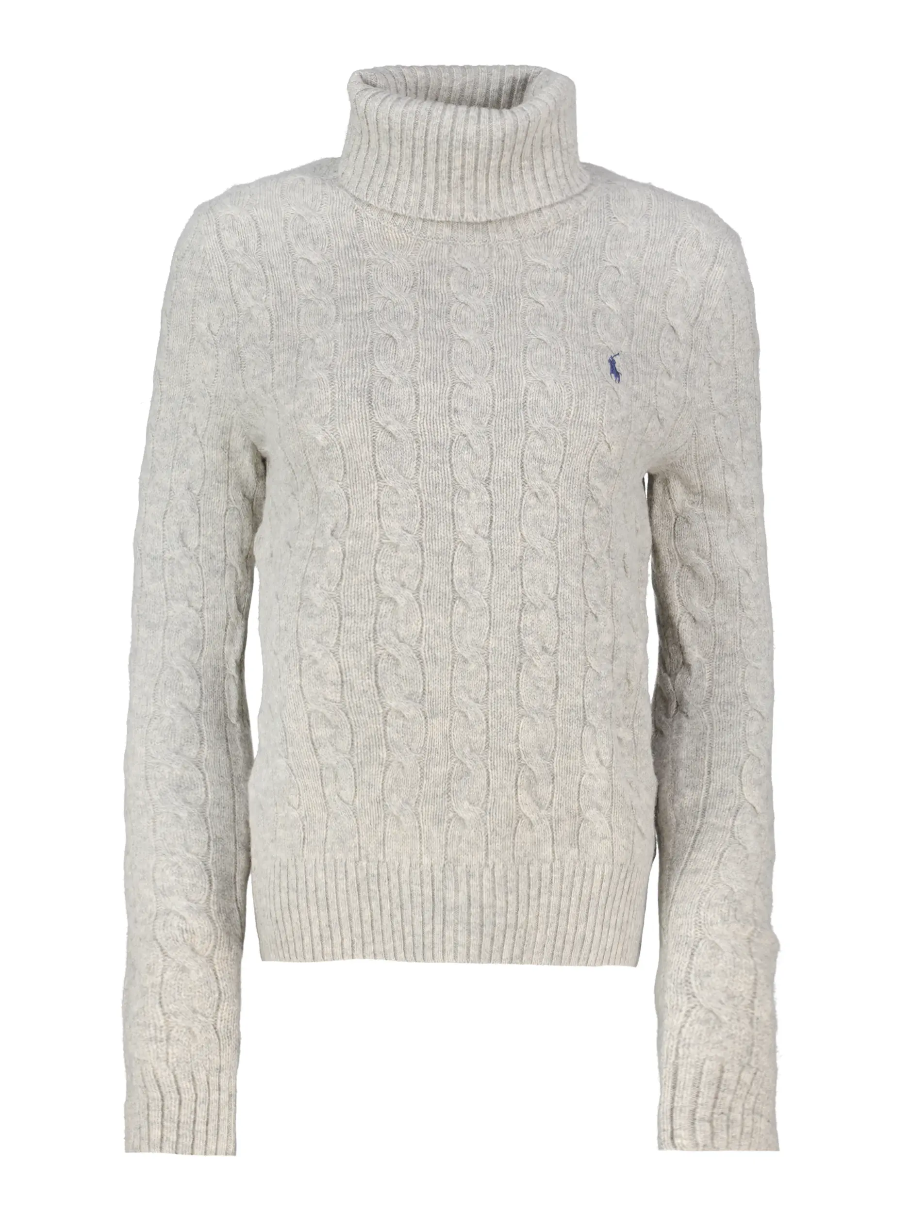 Rollkragen Pullover mit Zopfmuster - Artikel Vorderseite - Farbe: Beige