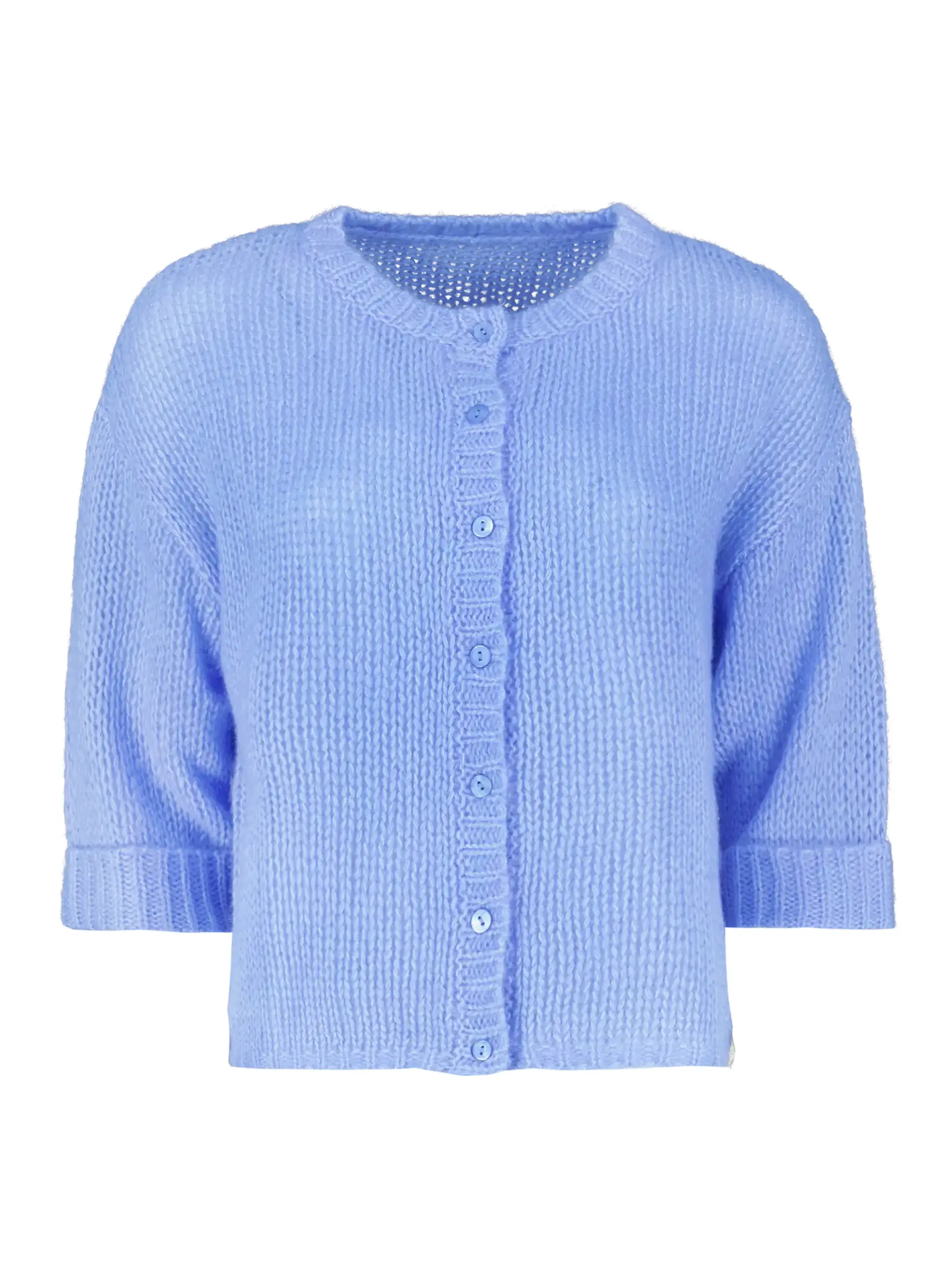 Strickjacke kurzarm aus Kaschmir Seide Mix - Artikel Vorderseite - Farbe: Blau