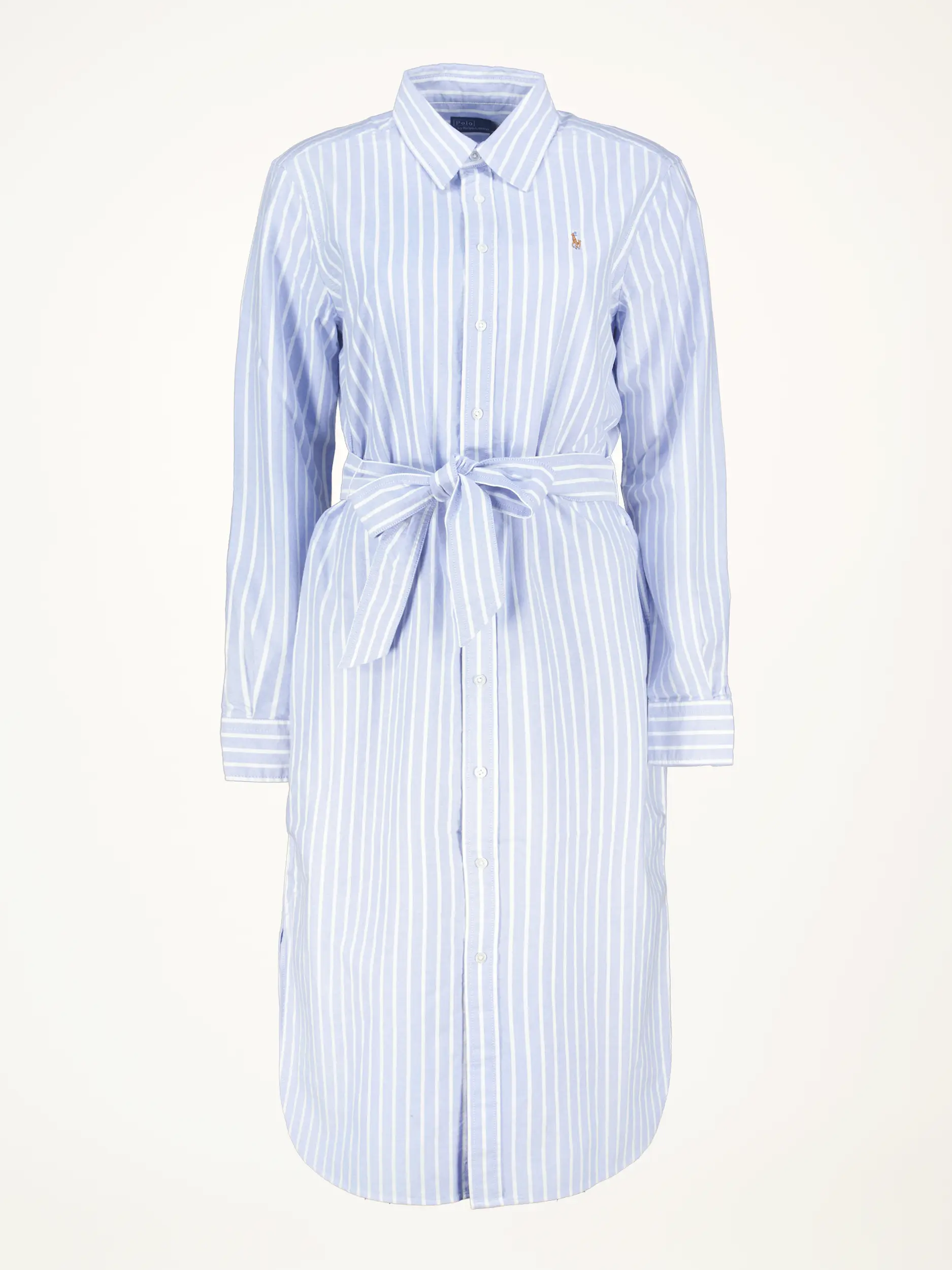 Gestreiftes Midi Baumwollkleid langarm - Artikelansicht - Farbe: Blau