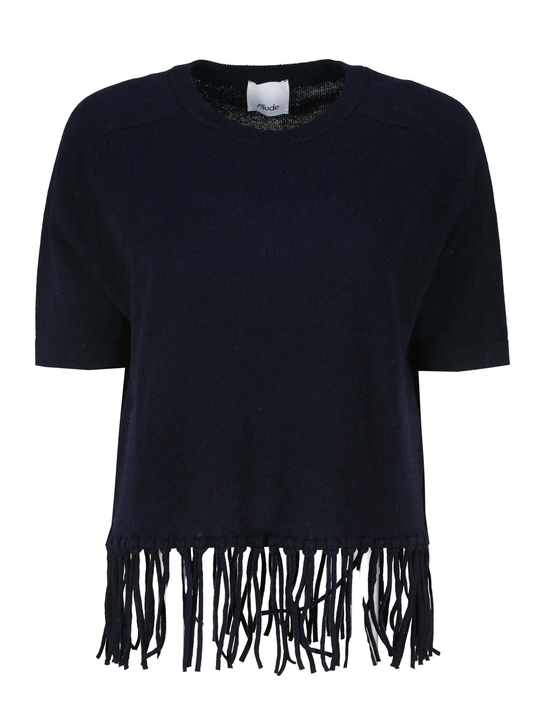 Pullover aus Wolle mit Fransen kurzarm - Artikel Vorderseite - Farbe: Blau