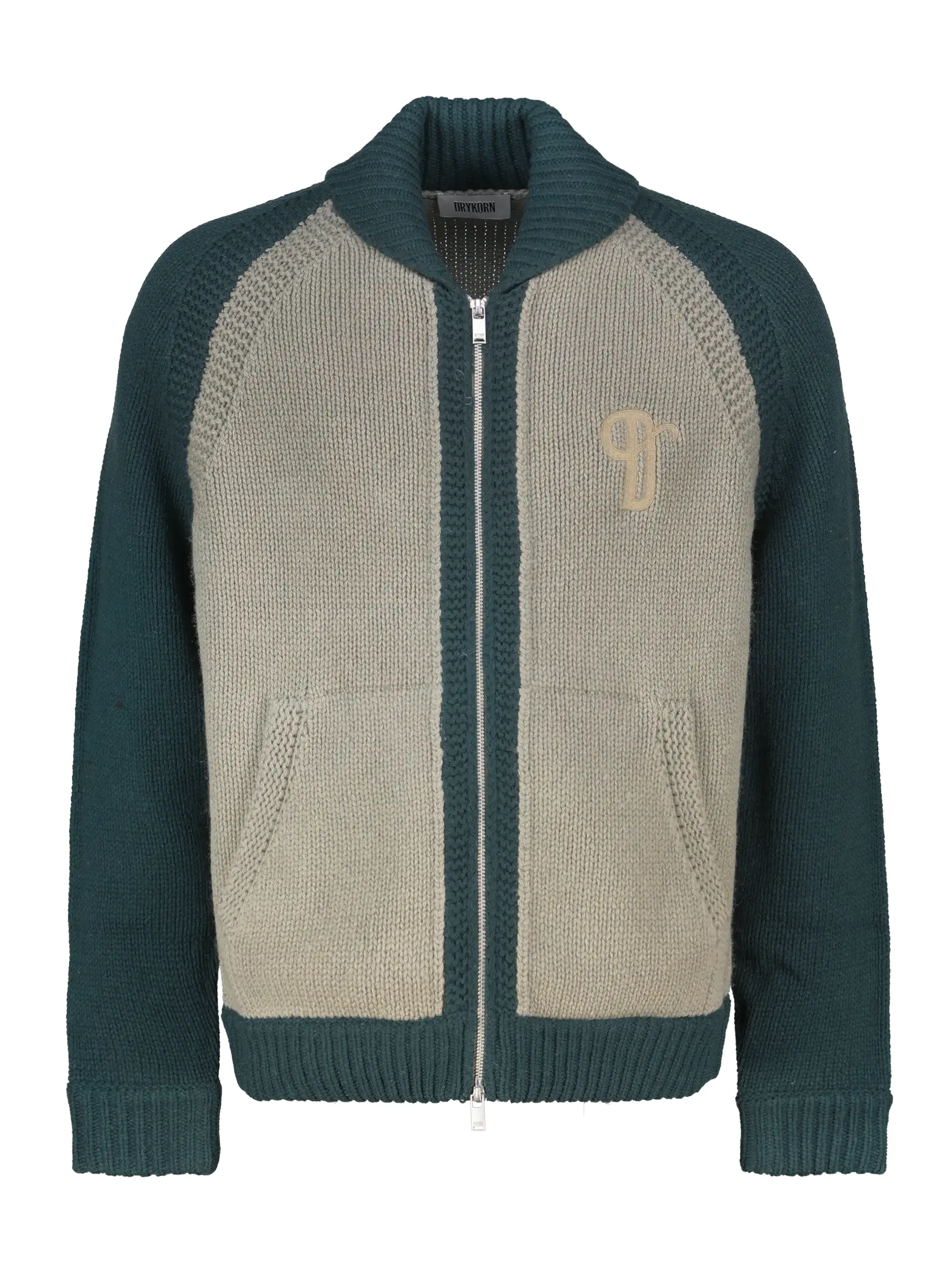 Strickjacke 'Lakyn' aus Wolle langarm - Artikel Vorderseite - Farbe: Grün