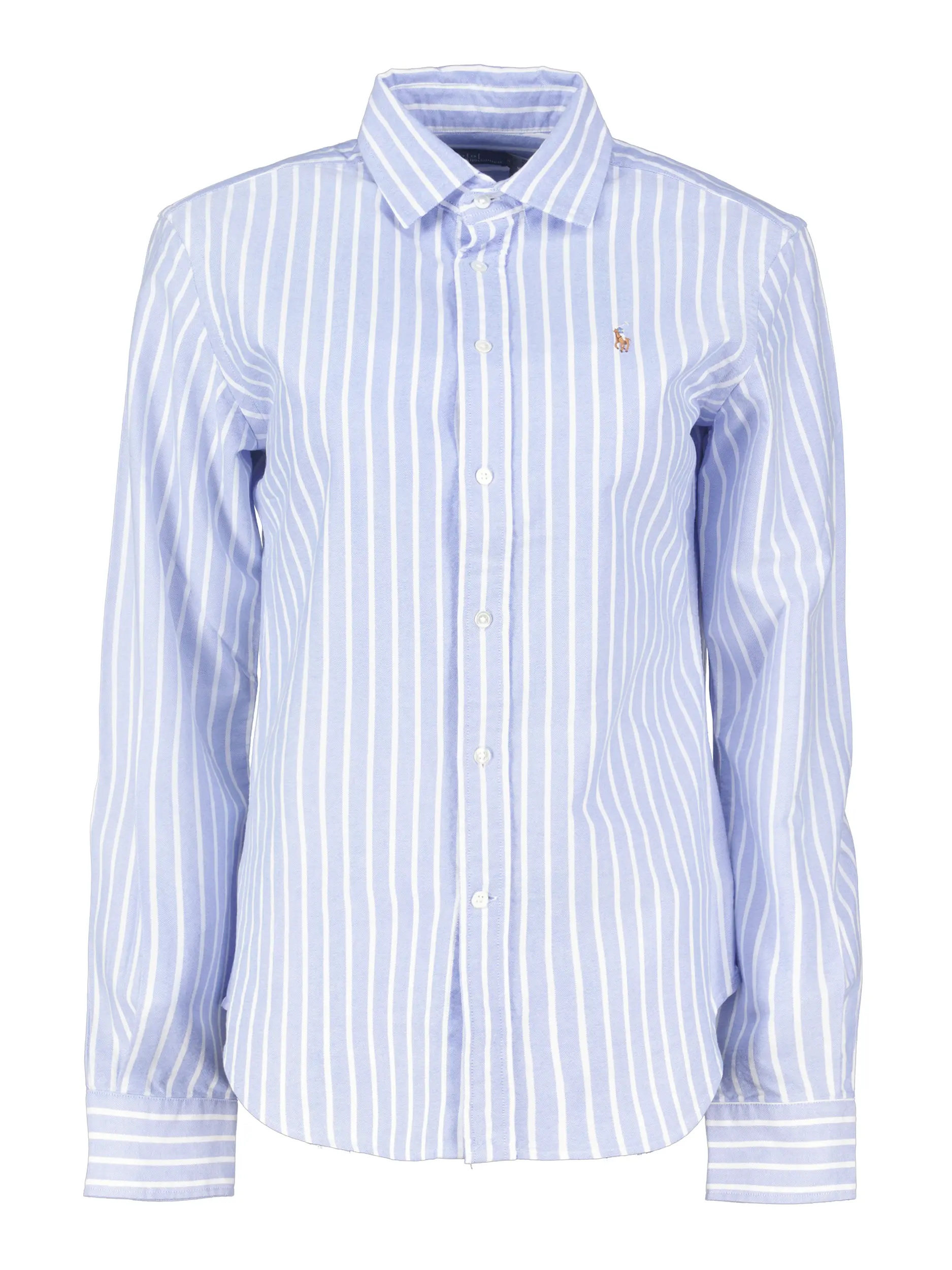 Gestreifte Baumwollbluse langarm - Artikel Vorderseite - Farbe: Blau