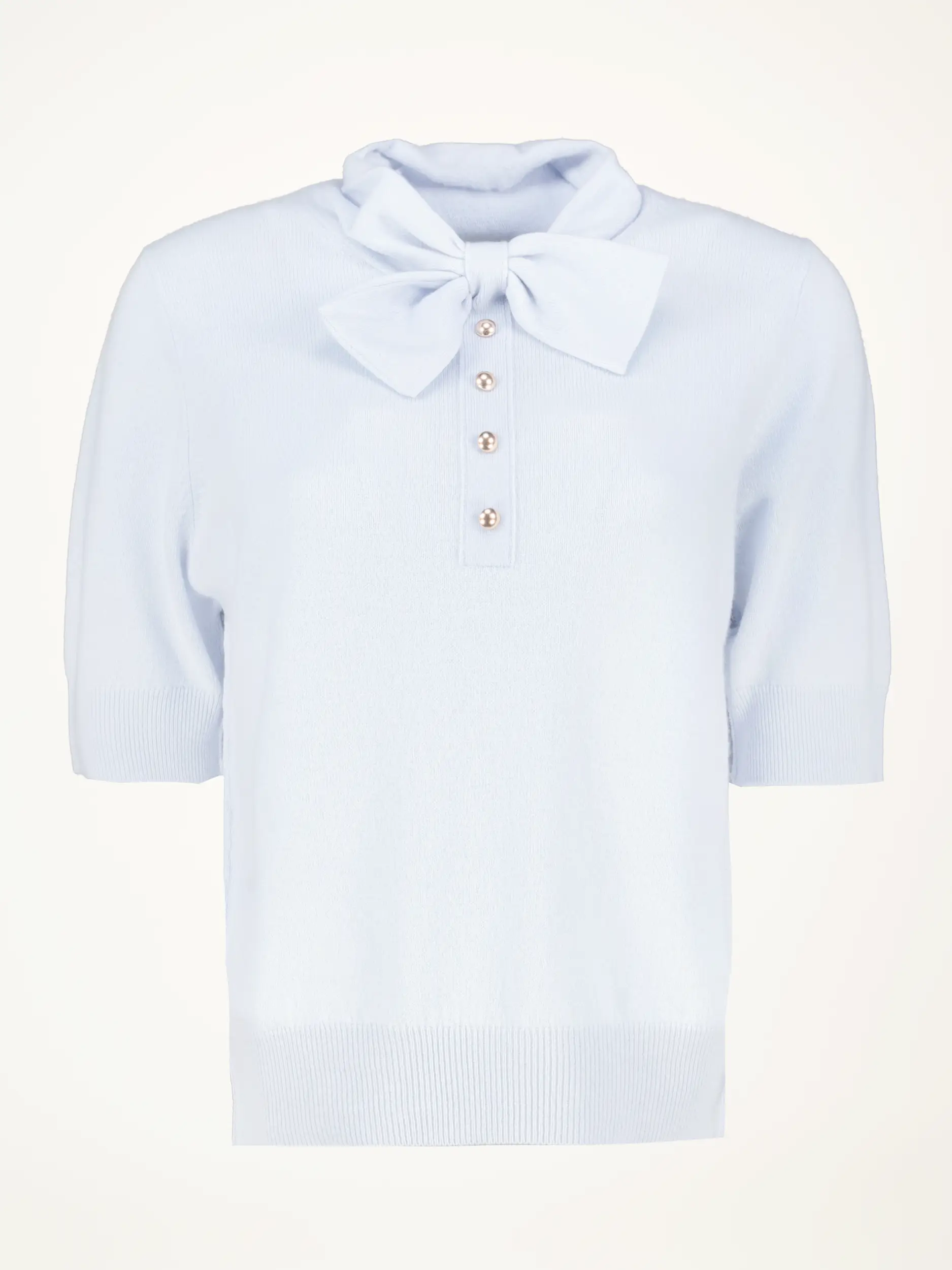 Pullover aus Wolle mit Schleife kurzarm - Artikelansicht - Farbe: Blau