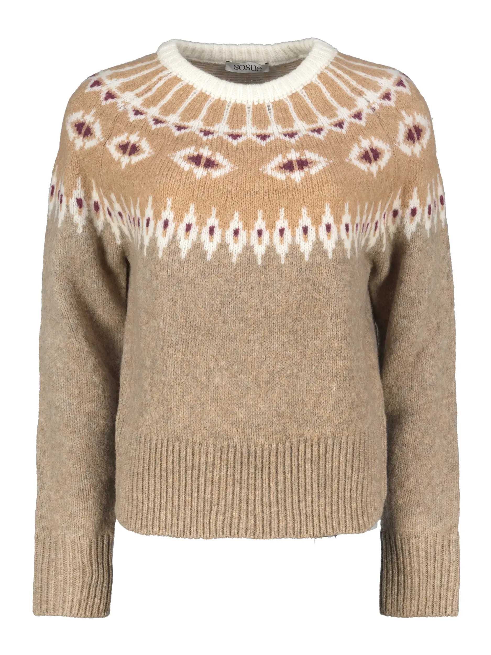 Gemusterter Pullover 'Norwegerpullover' aus Wolle langarm - Artikel Vorderseite - Farbe: Braun