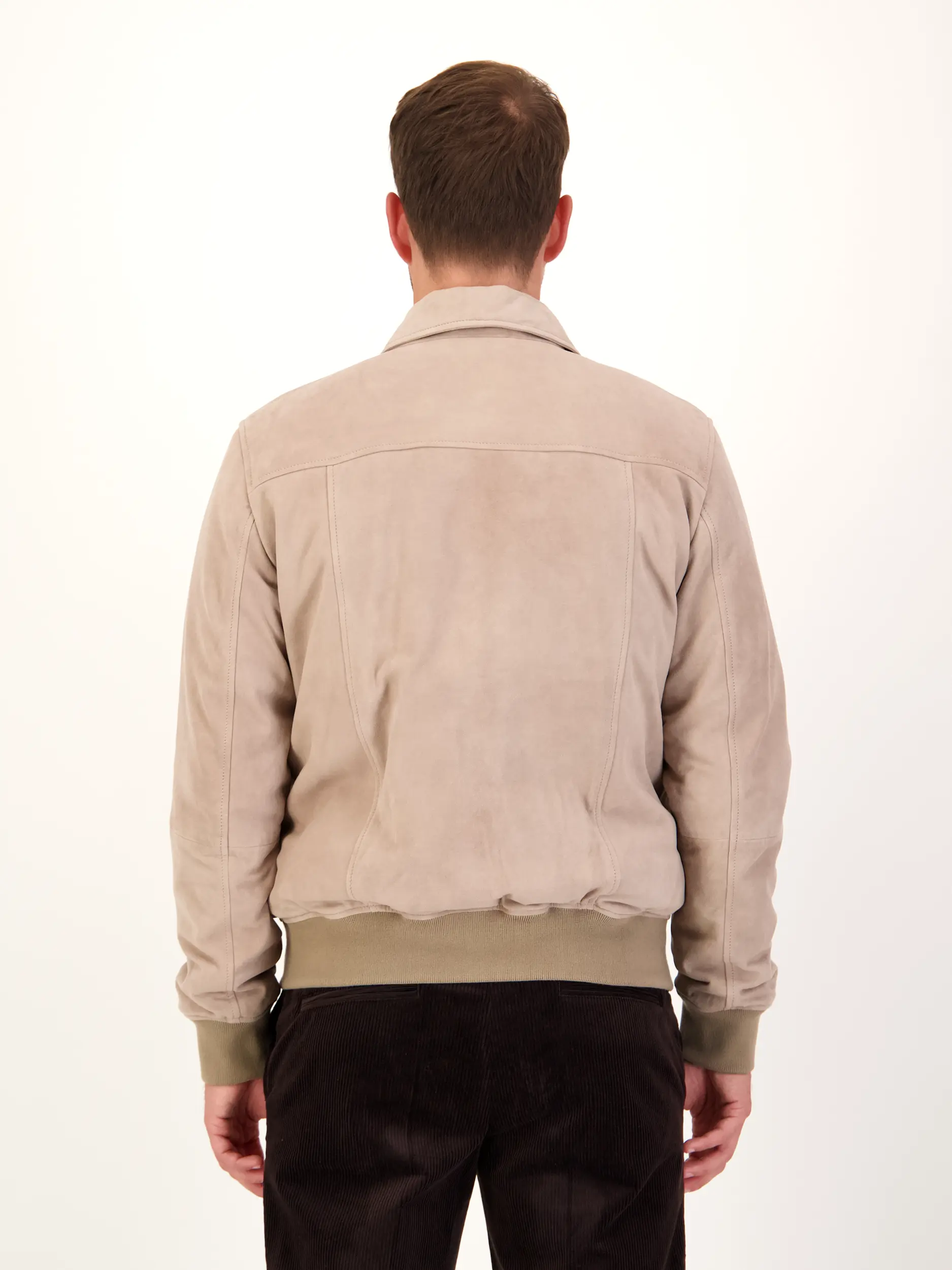 Gesteppte Lederjacke - Artikel Rückseite getragen von einem Modell - Farbe: Beige