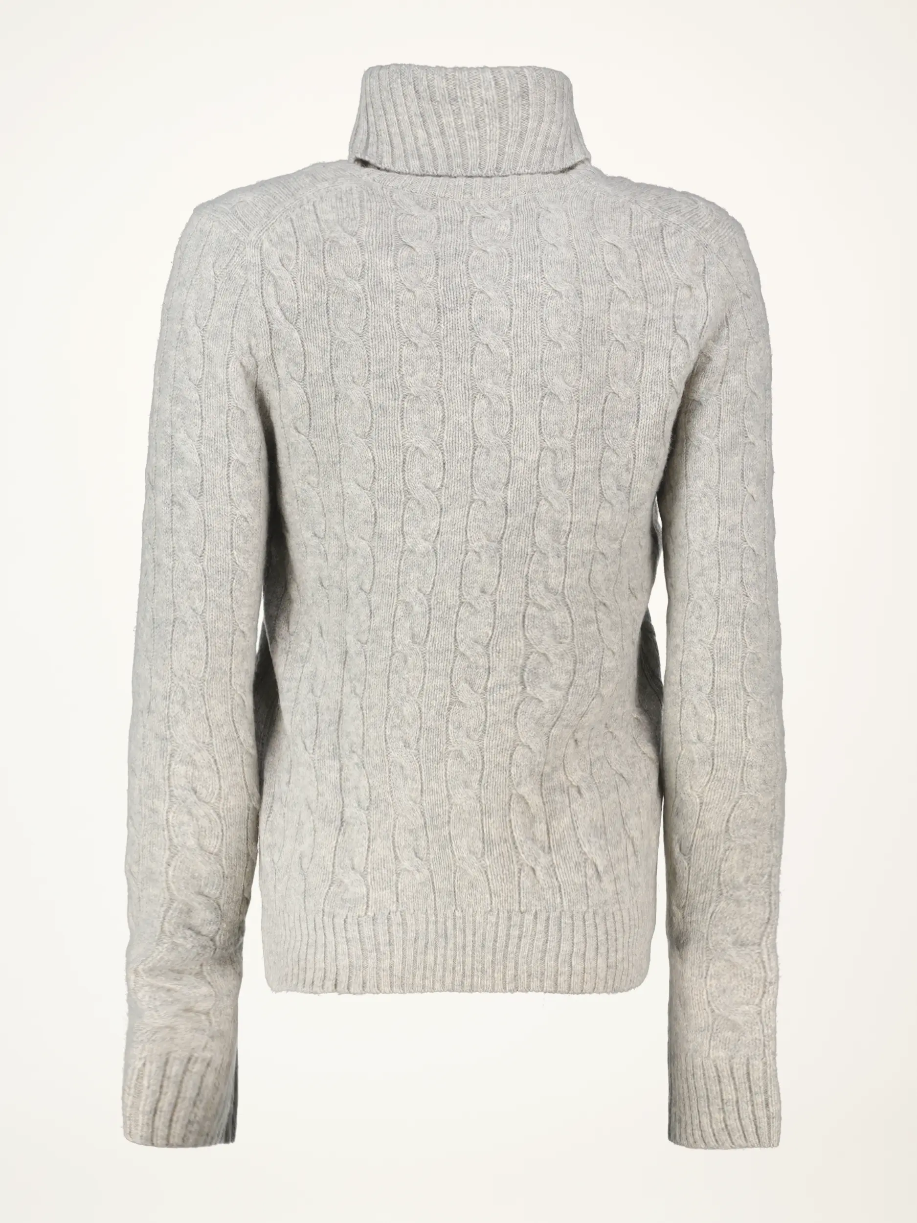 Rollkragen Pullover mit Zopfmuster - Artikel Rückseite - Farbe: Beige