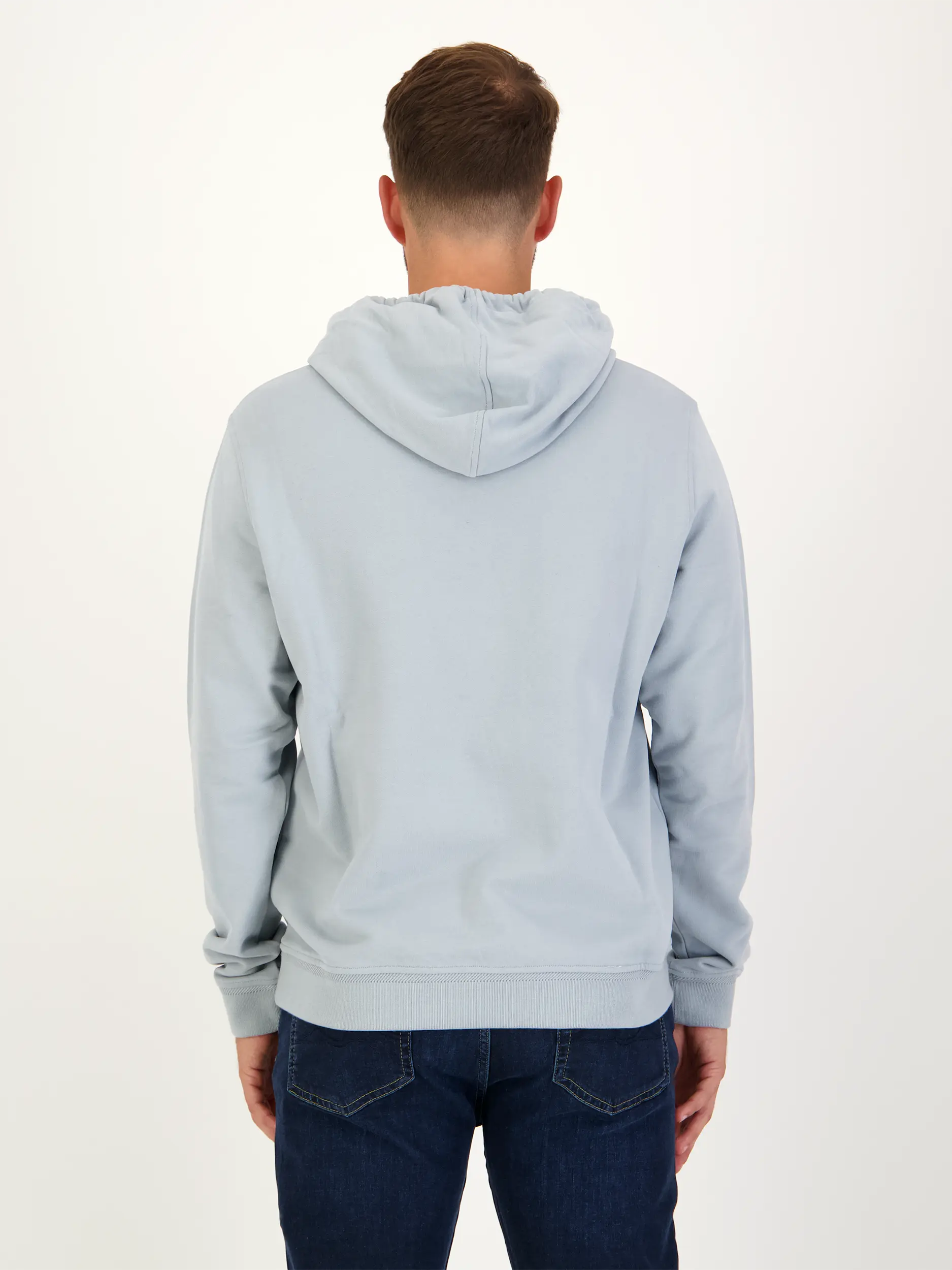 Sweatshirt - Artikel Rückseite getragen von einem Modell - Farbe: Blau