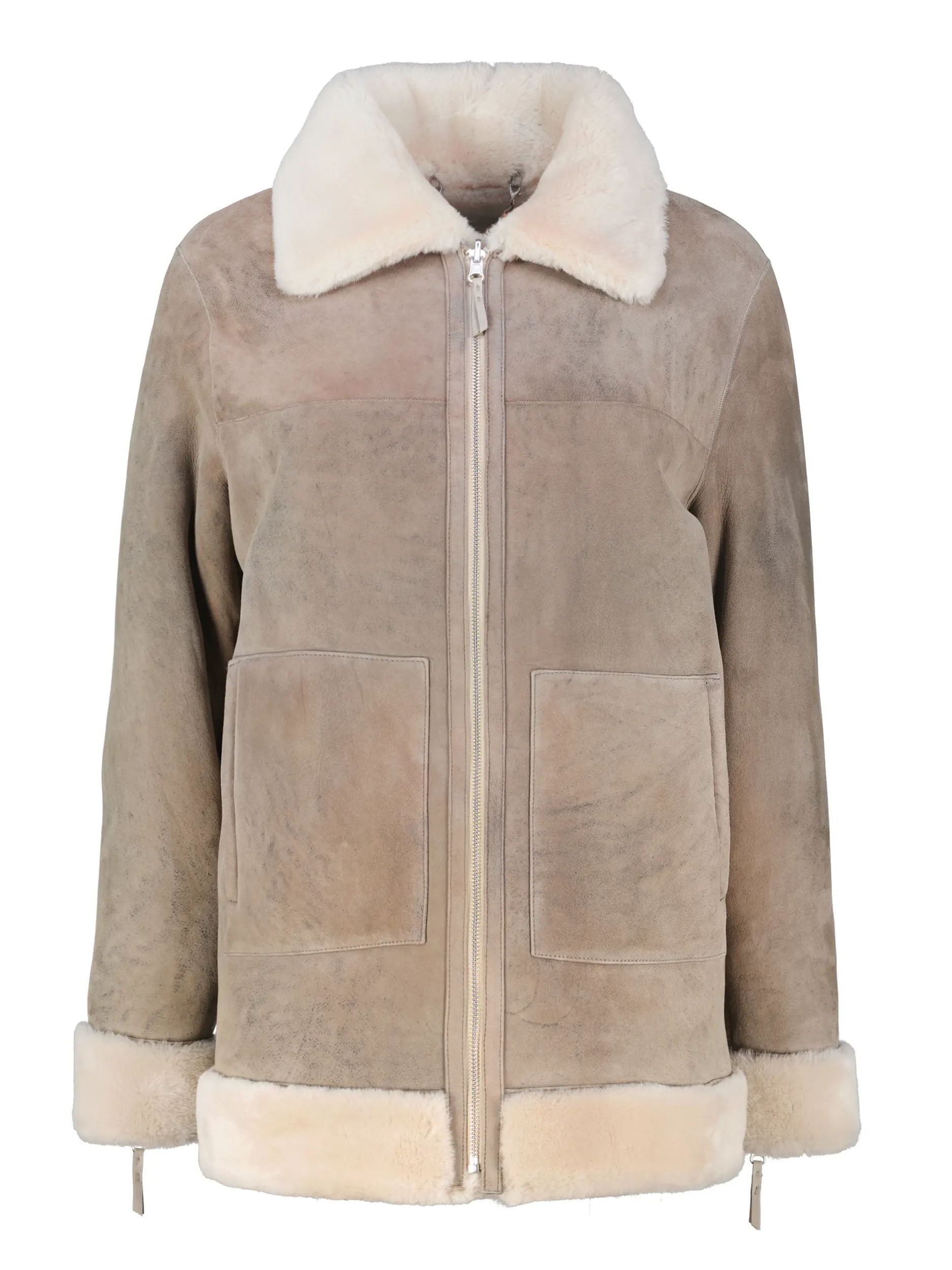 Lammfelljacke 'Rider' - Artikel Vorderseite - Farbe: Grau