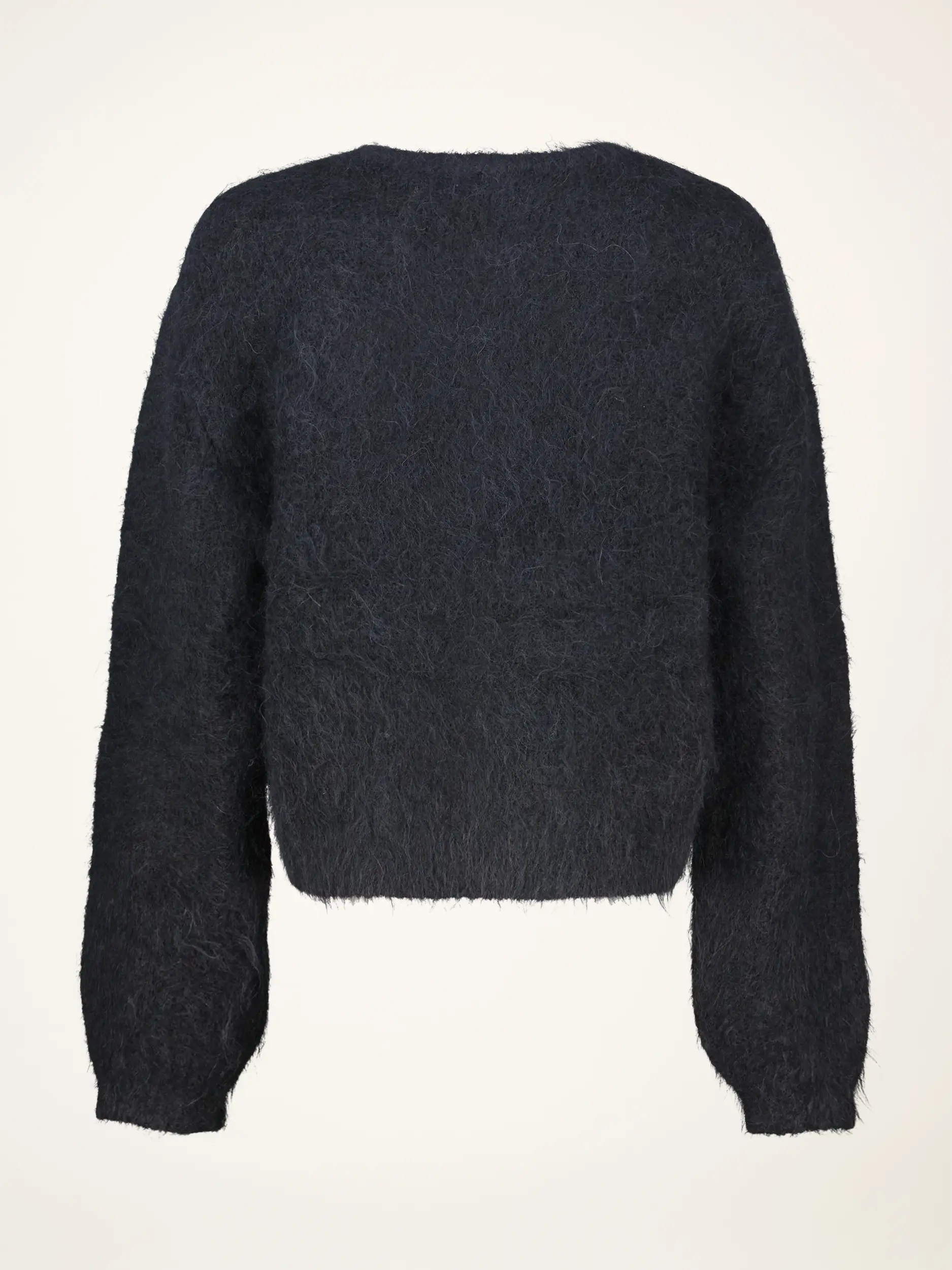 Strickjacke aus Alpaka-Mix langarm - Artikel Rückseite - Farbe: Schwarz