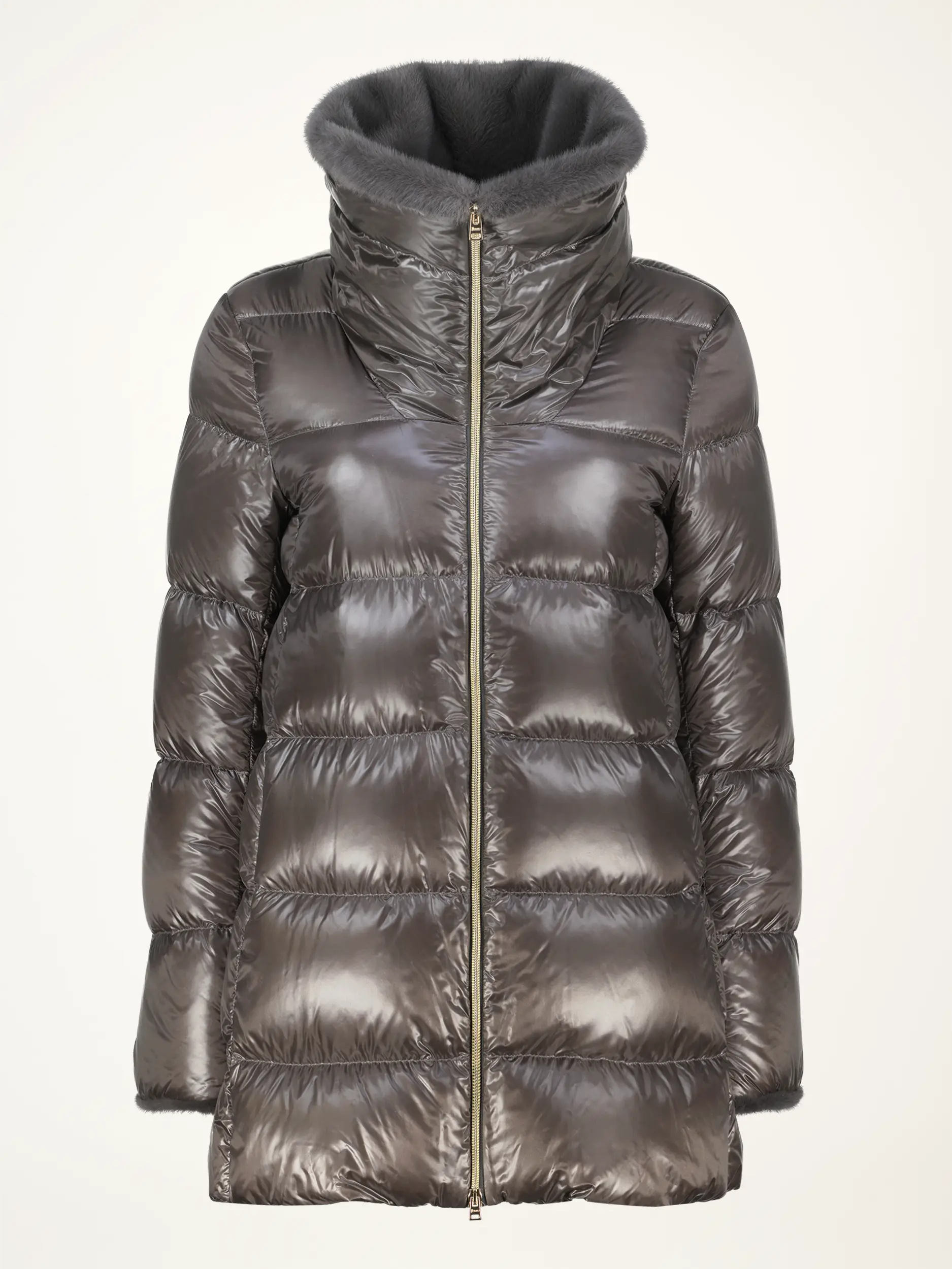 Daunenjacke mit Faux Fellkragen - Artikelansicht - Farbe: Grau