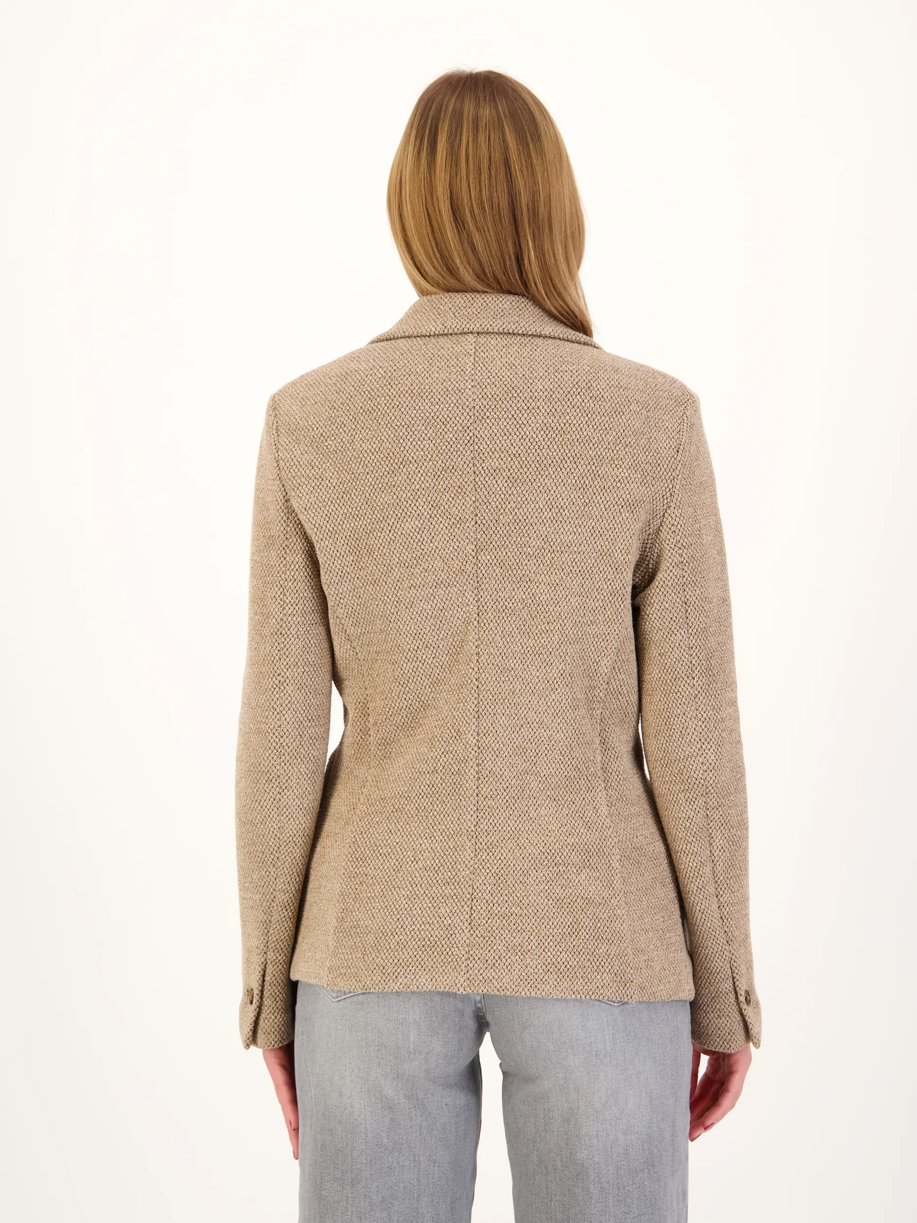 Strukturierter Blazer aus Schurwolle - Artikel Rückseite getragen von einem Modell - Farbe: Braun