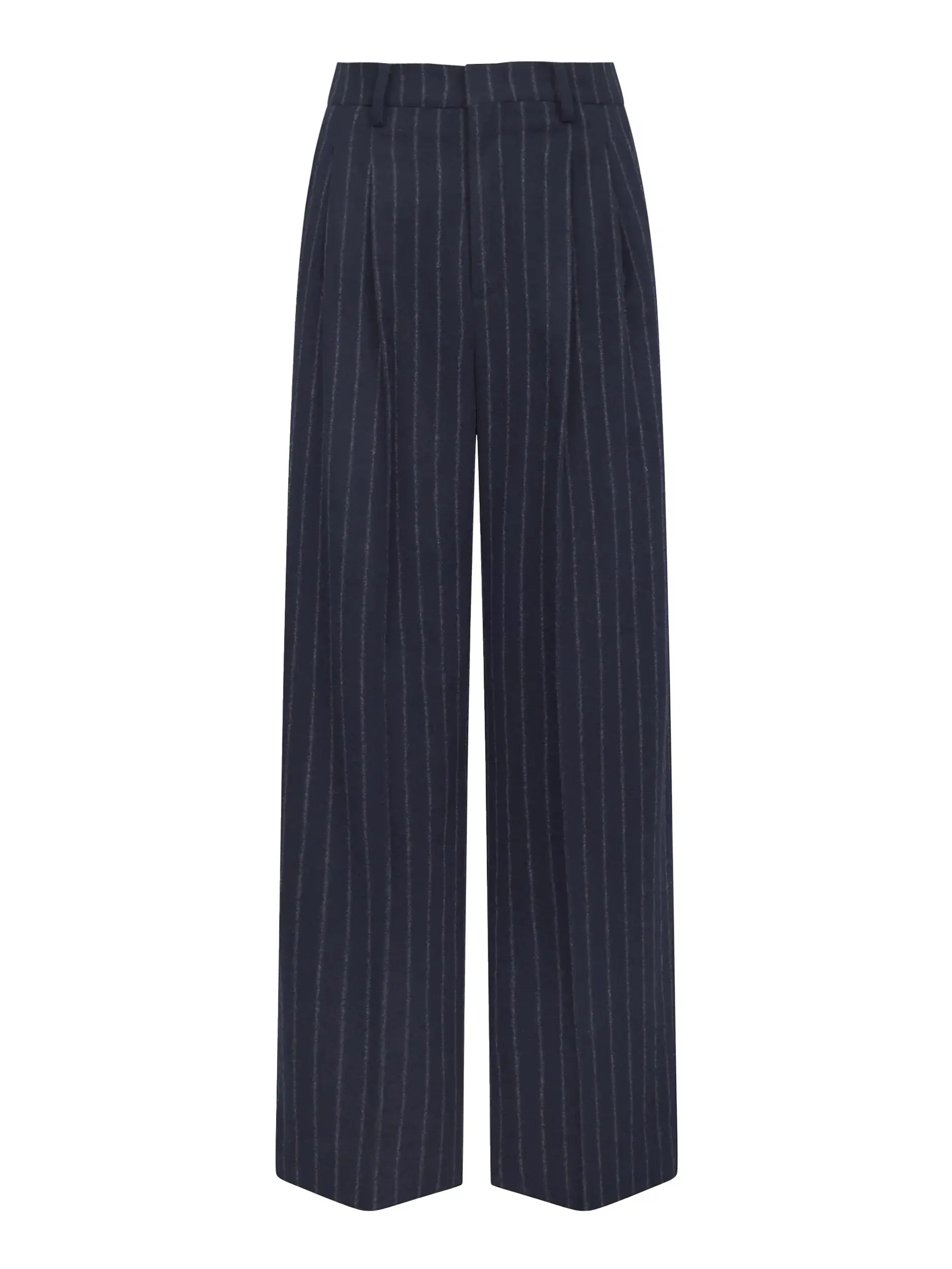 Gestreifte Unisex Bundfaltenhose aus Woll-Mix - Artikel Vorderseite - Farbe: Blau