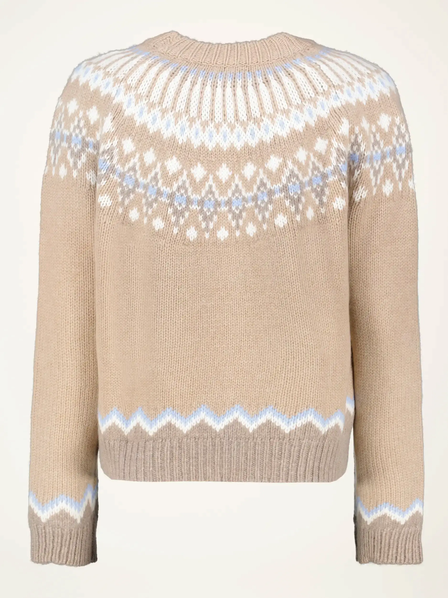 Gemusterter Pullover Studio 'Laura Fair Isle' aus Kaschmir langarm - Artikel Rückseite - Farbe: Beige