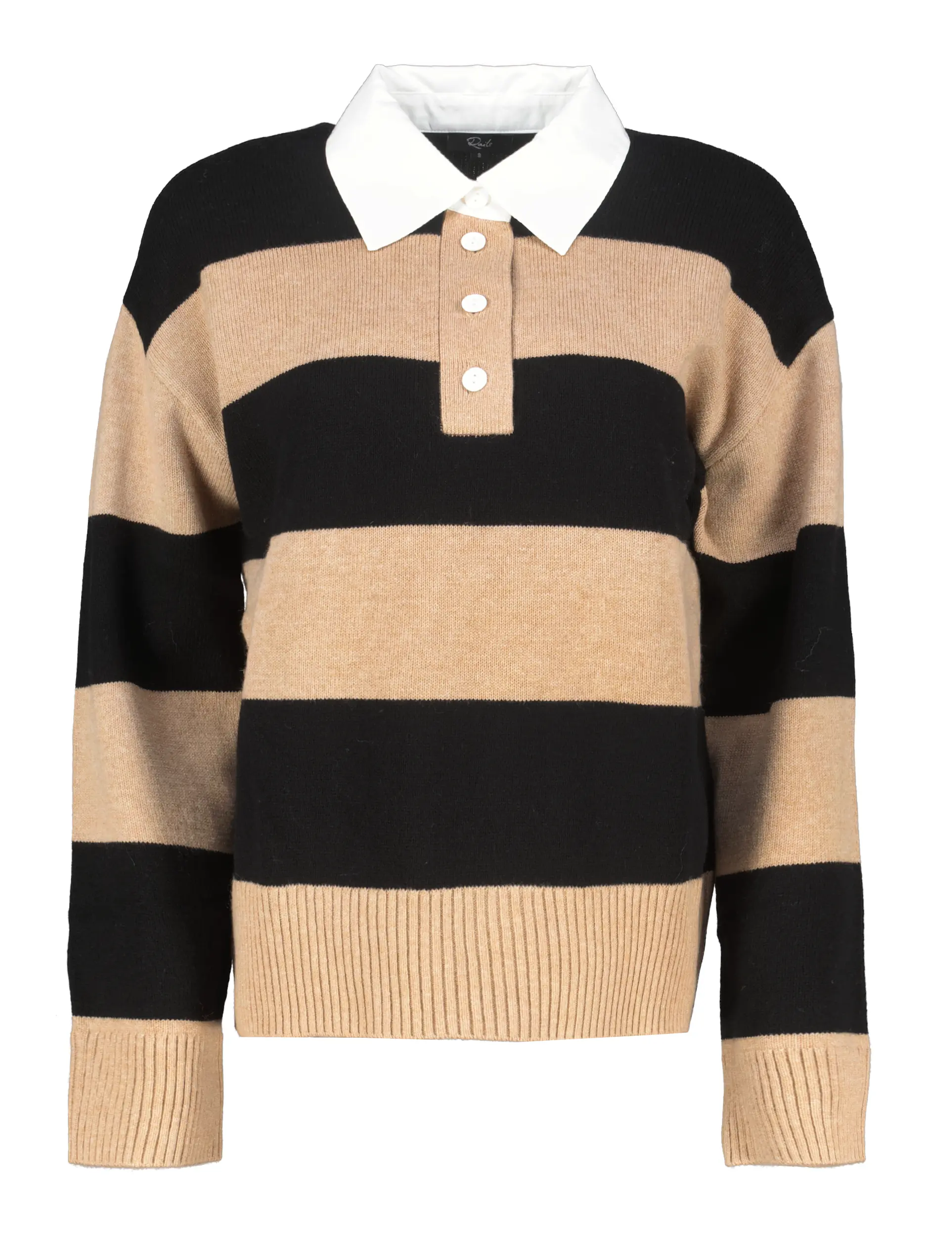 Gestreifter Pullover 'Paxton' aus Woll-Mix - Artikel Vorderseite - Farbe: Schwarz
