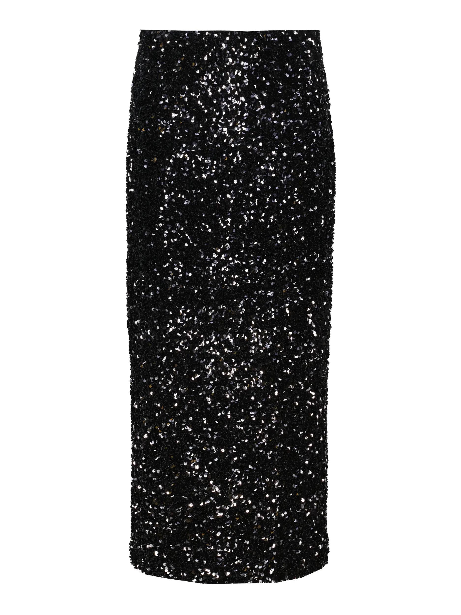 Midi Rock aus Pailletten - Artikel Vorderseite - Farbe: Schwarz